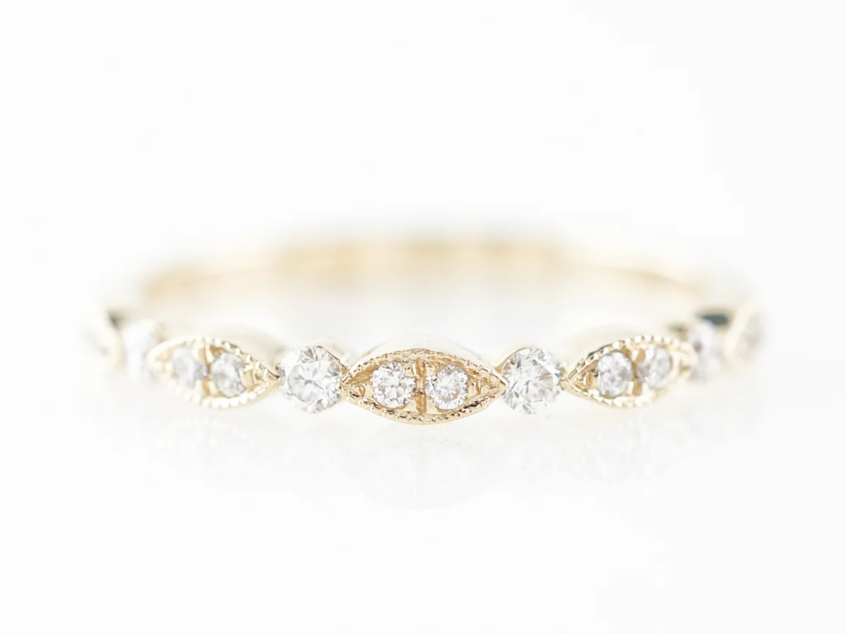 Thin Wedding Band w/ Diamonds in 14k Yellow Gold