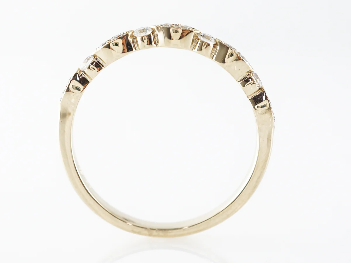 Thin Wedding Band w/ Diamonds in 14k Yellow Gold - Image 3