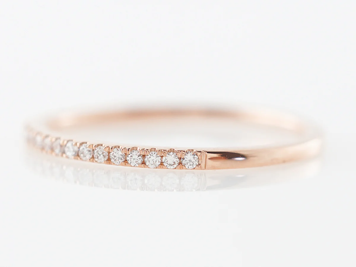 Thin Wedding Band w/ Diamonds in 18k Rose Gold - Image 2