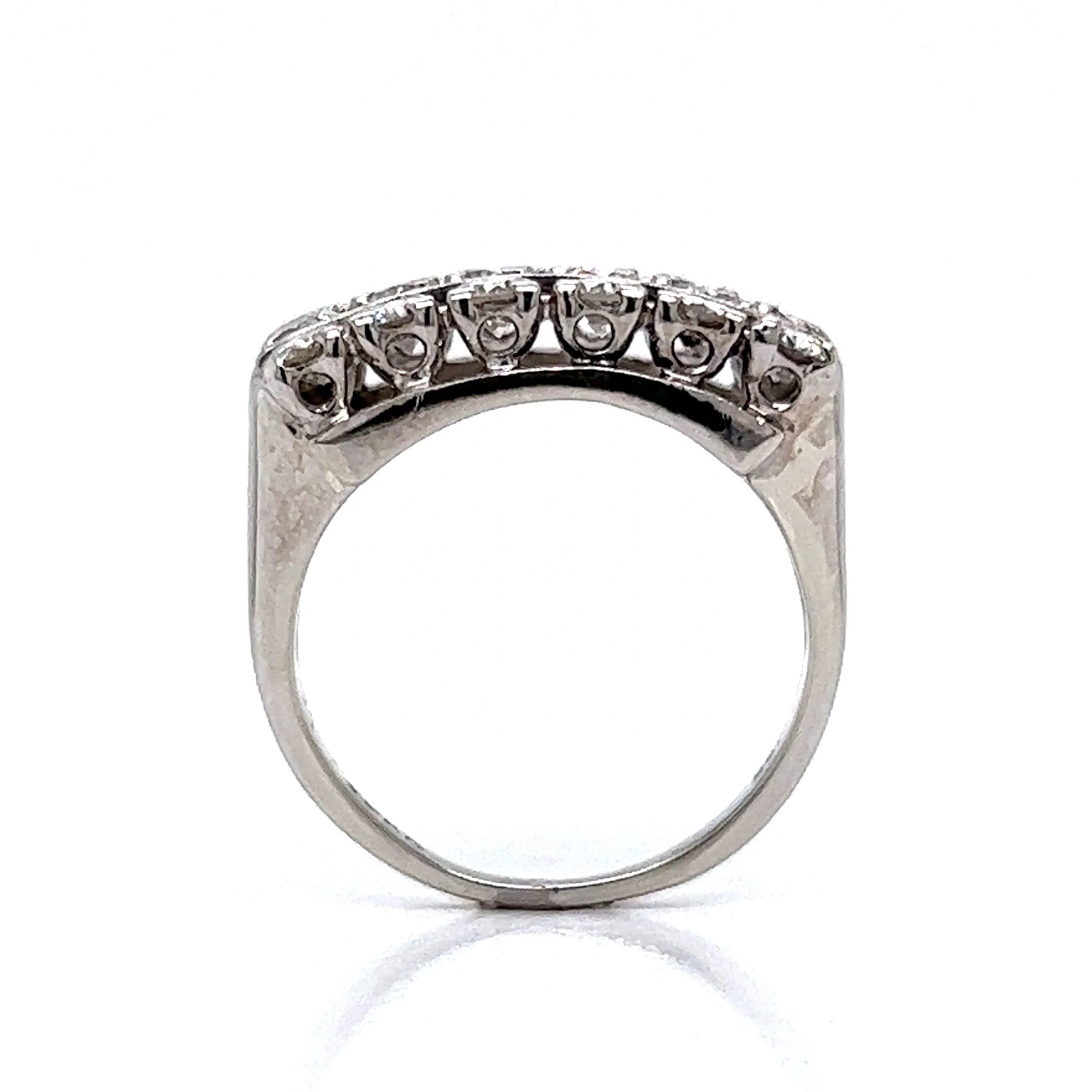 Three Row Diamond Cocktail Ring in 14k White Gold - Image 4