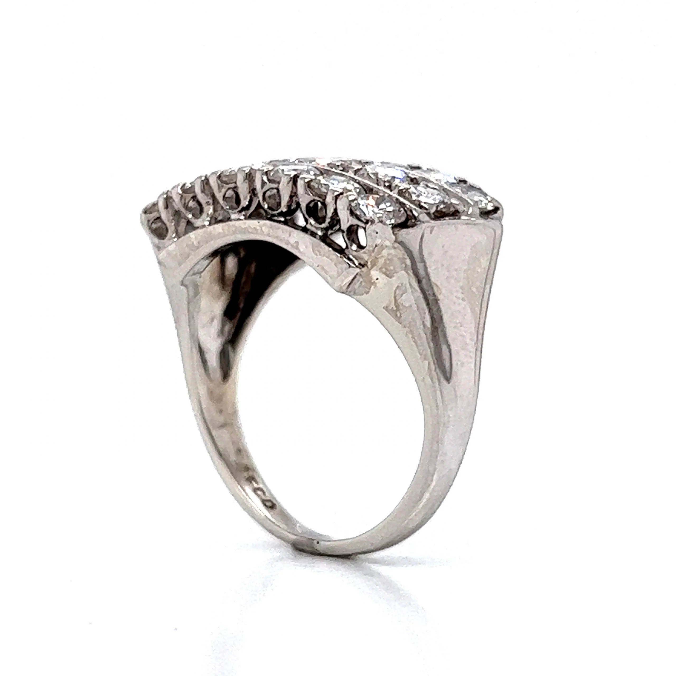 Three Row Diamond Cocktail Ring in 14k White Gold - Image 5
