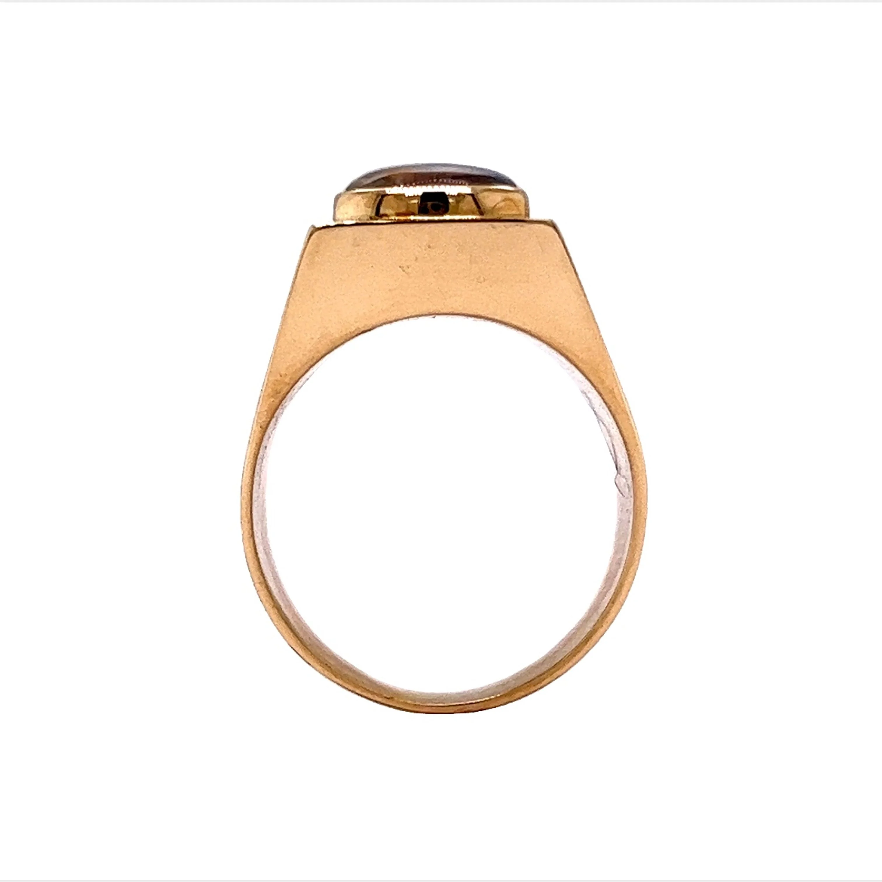 Three Stone Bezel Set Moonstone Cocktail Ring in 14k Yellow Gold - Image 4