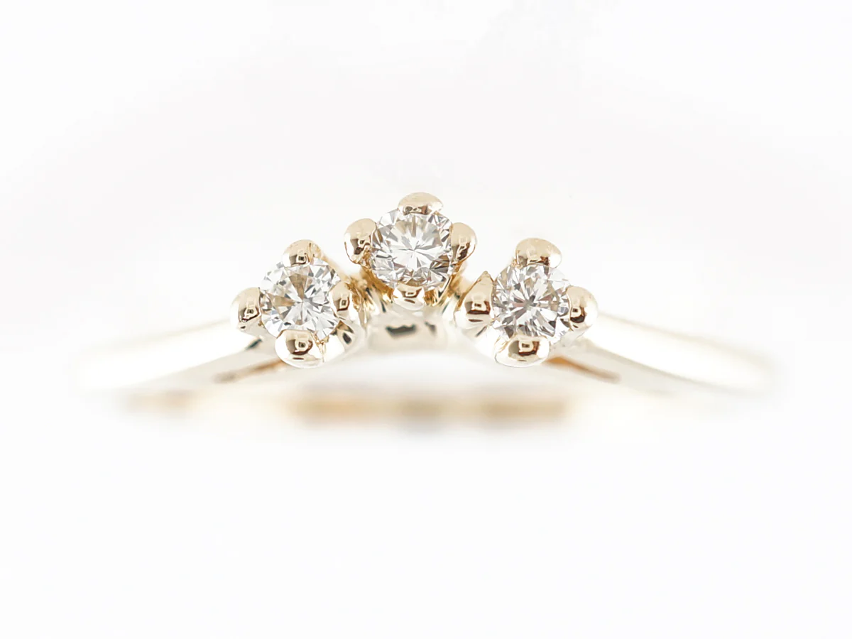 Three Stone Diamond Wedding Band in 14k