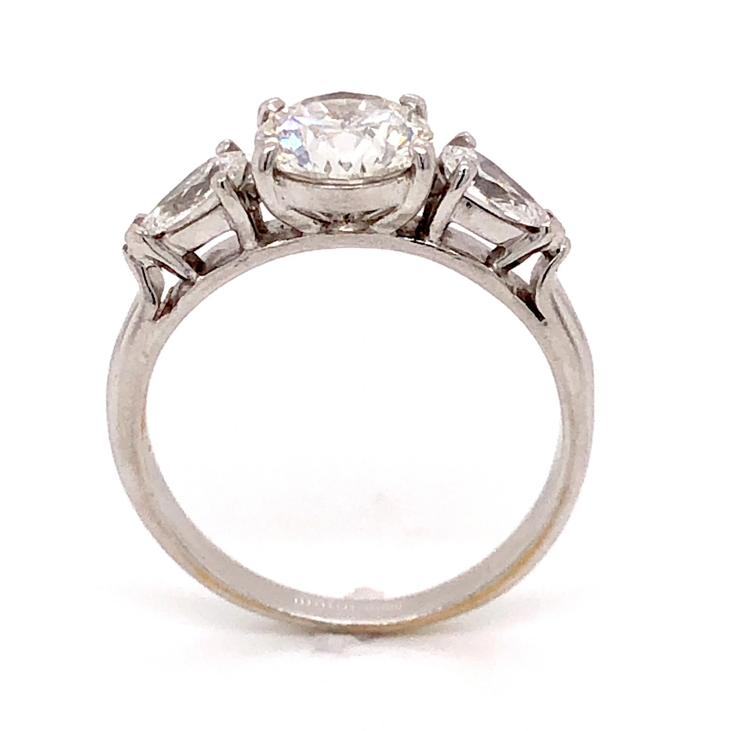 Three Stone Diamond Engagement Ring with Pear Diamond Accents - Image 3