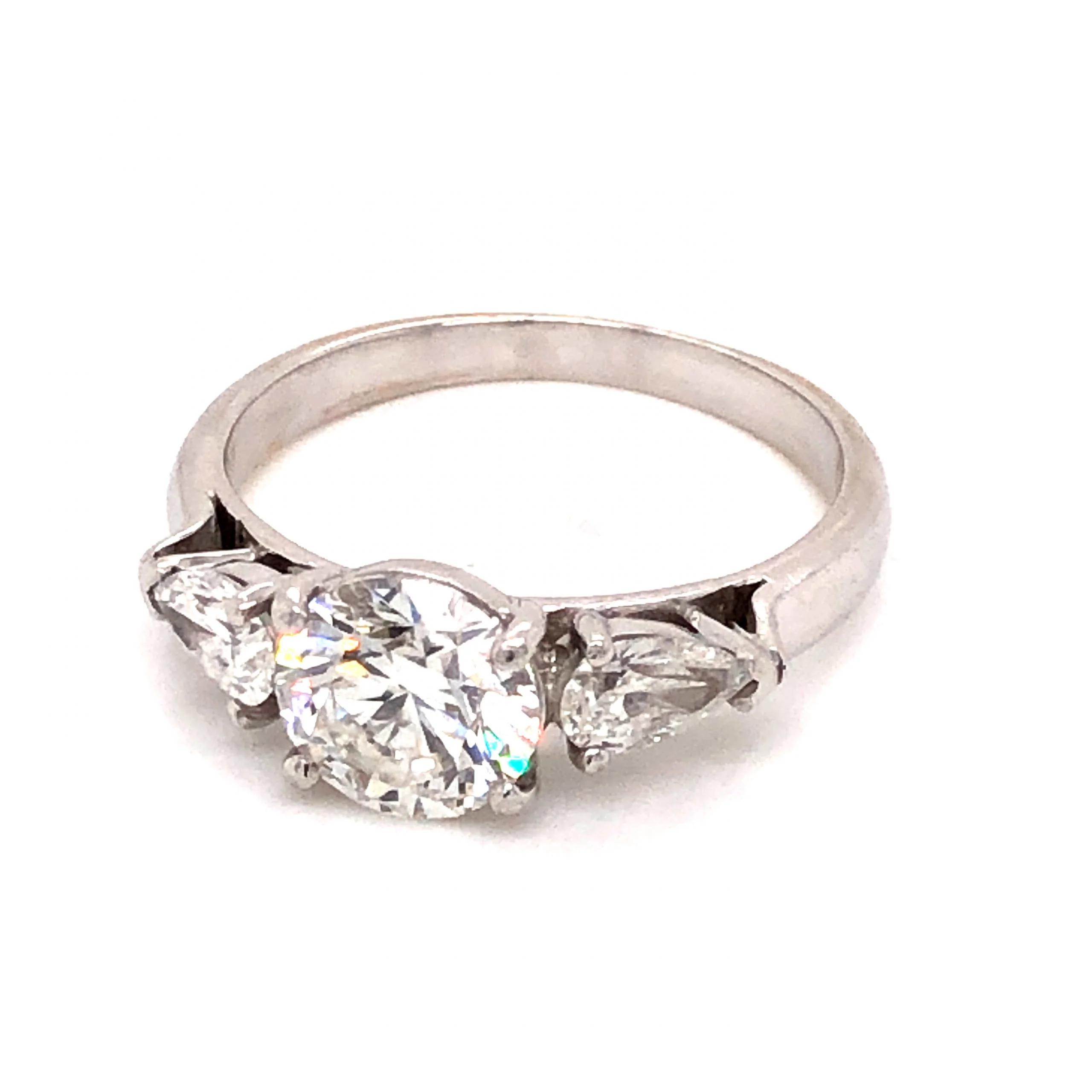 Three Stone Diamond Engagement Ring with Pear Diamond Accents - Image 5