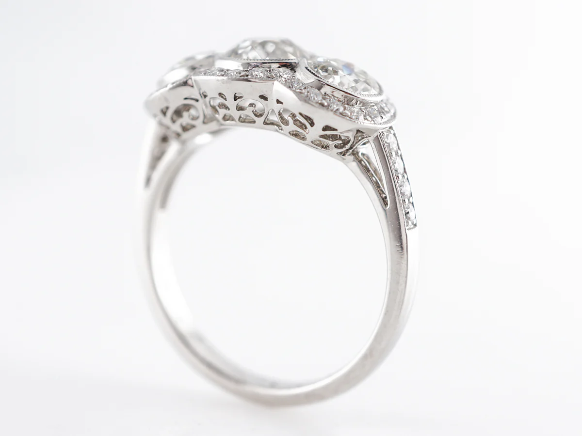 Three Stone Old European Cut Diamond Ring in Platinum - Image 5