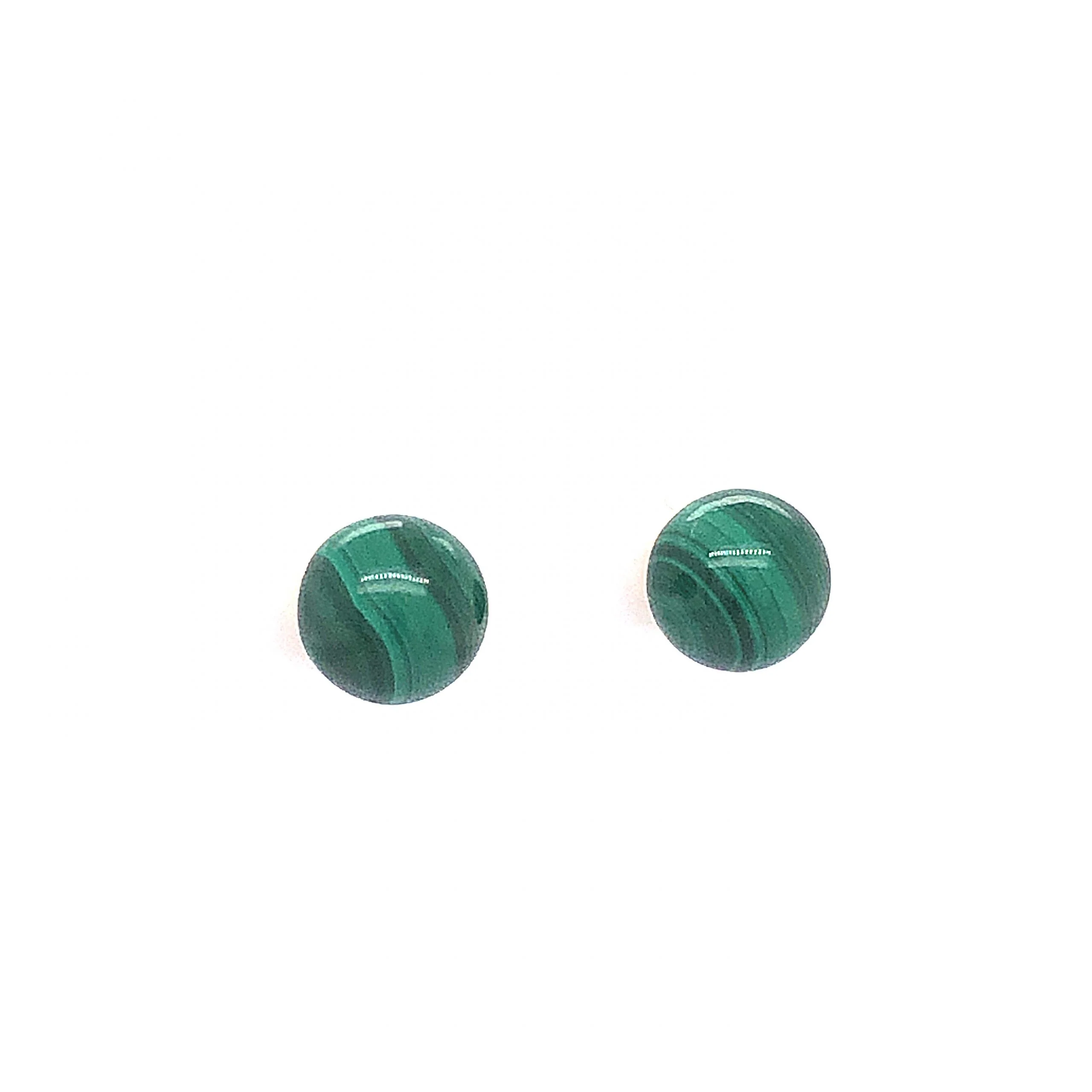 Tiffany & Co. Malachite Stud Earrings 14k Yellow Gold - Image 3