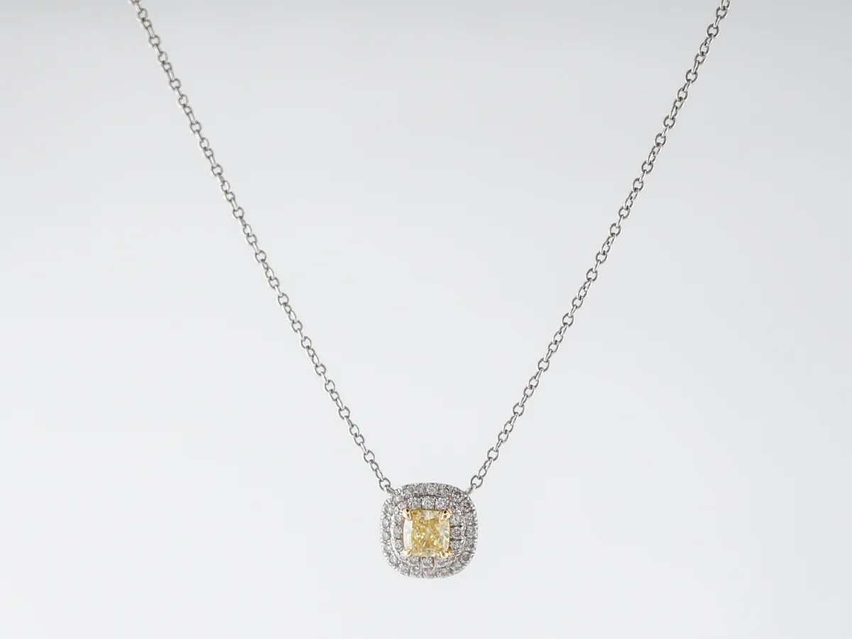 **RTV 1/9/19**Tiffany & Co. Necklace Modern .31 Princess Cut Yellow Diamond in 18k White Gold - Image 2