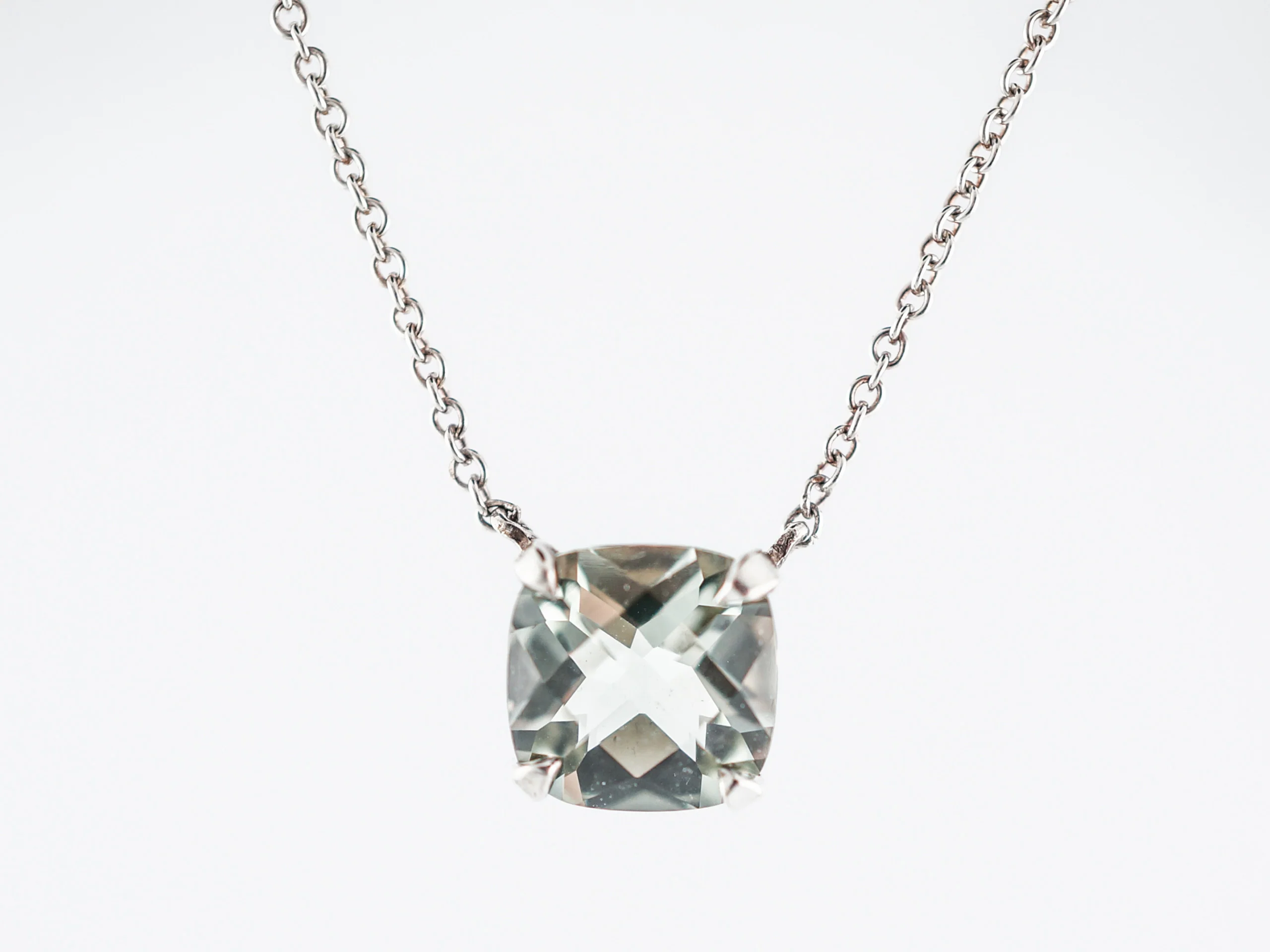 Tiffany Necklace Modern 1.86 Checkerboard Cushion Cut Green Amethyst in Sterling Silver - Image 2