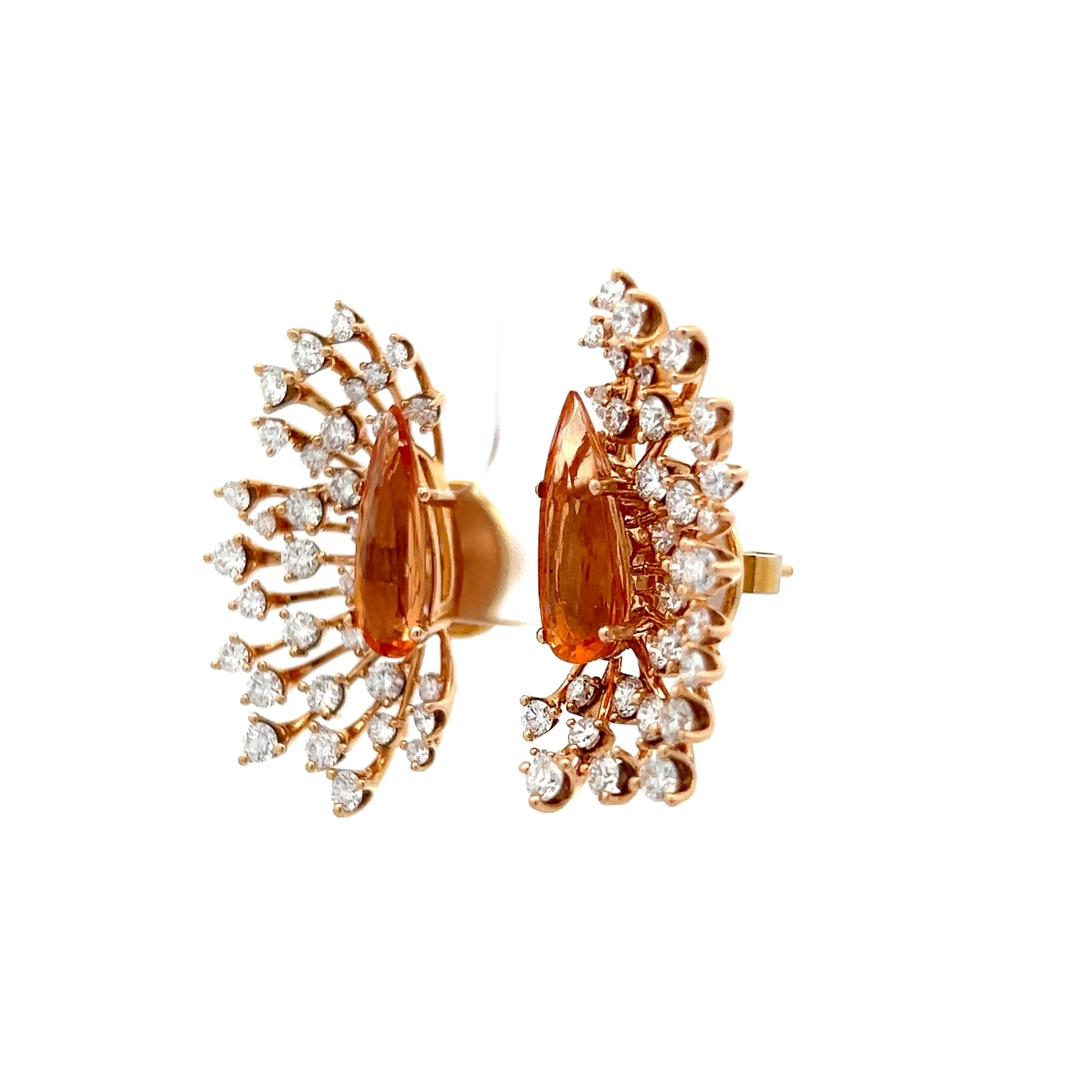 Topaz & Diamond Earrings in 18k Rose Gold - Image 2