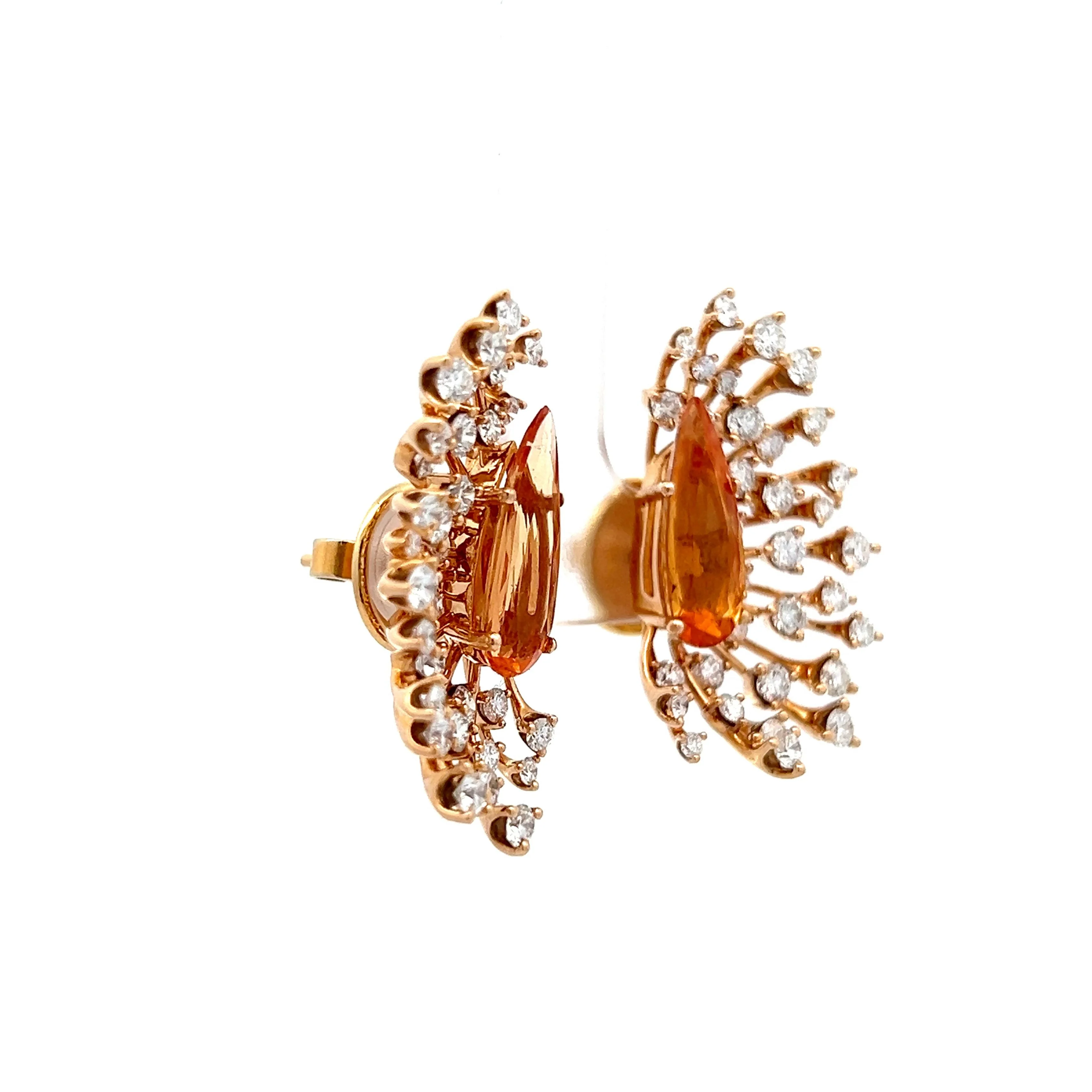 Topaz & Diamond Earrings in 18k Rose Gold - Image 3