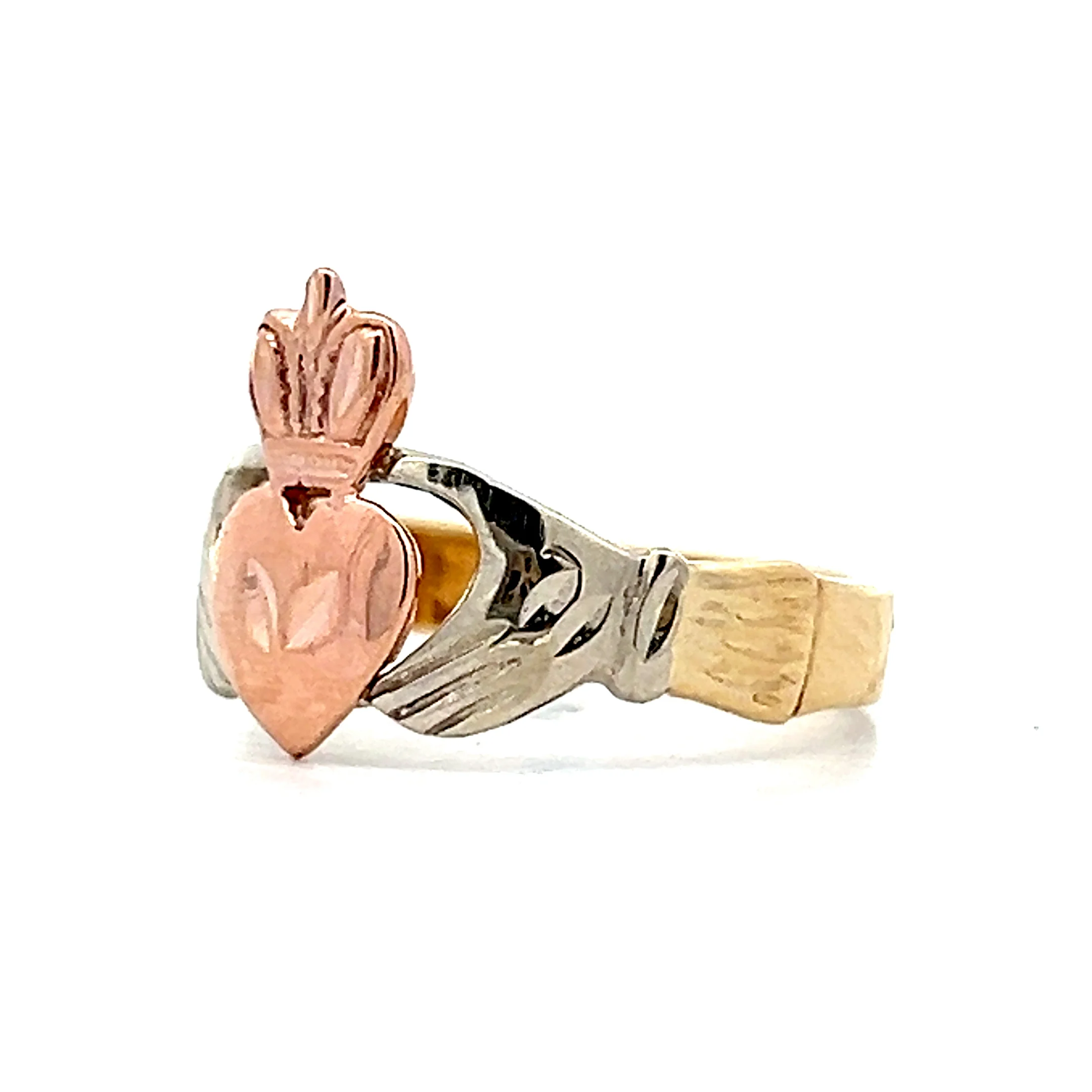Tri-Tone Irish Claddagh Ring in 14k Gold - Image 2