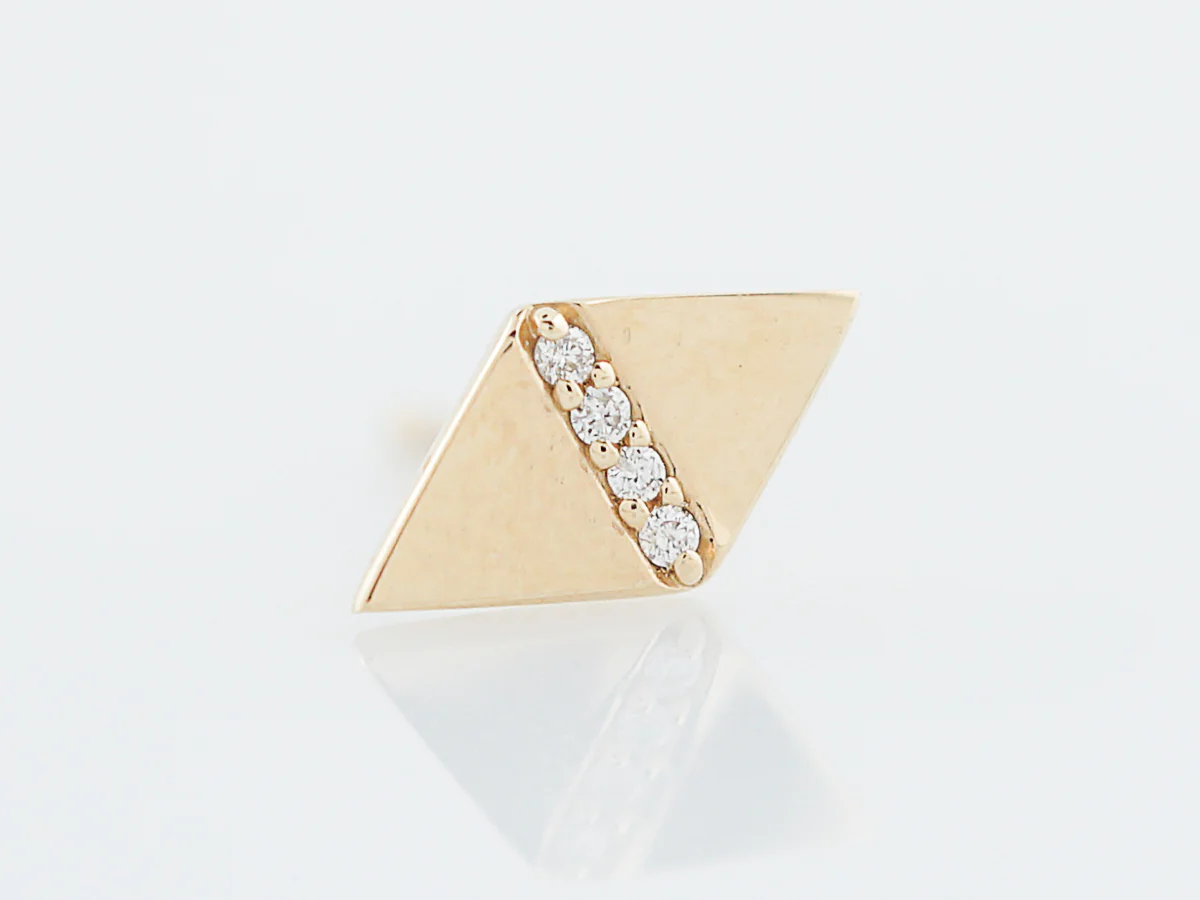Triangle Earrings Modern .025 Round Brilliant Cut Diamonds in 14k Yellow Gold - Image 3