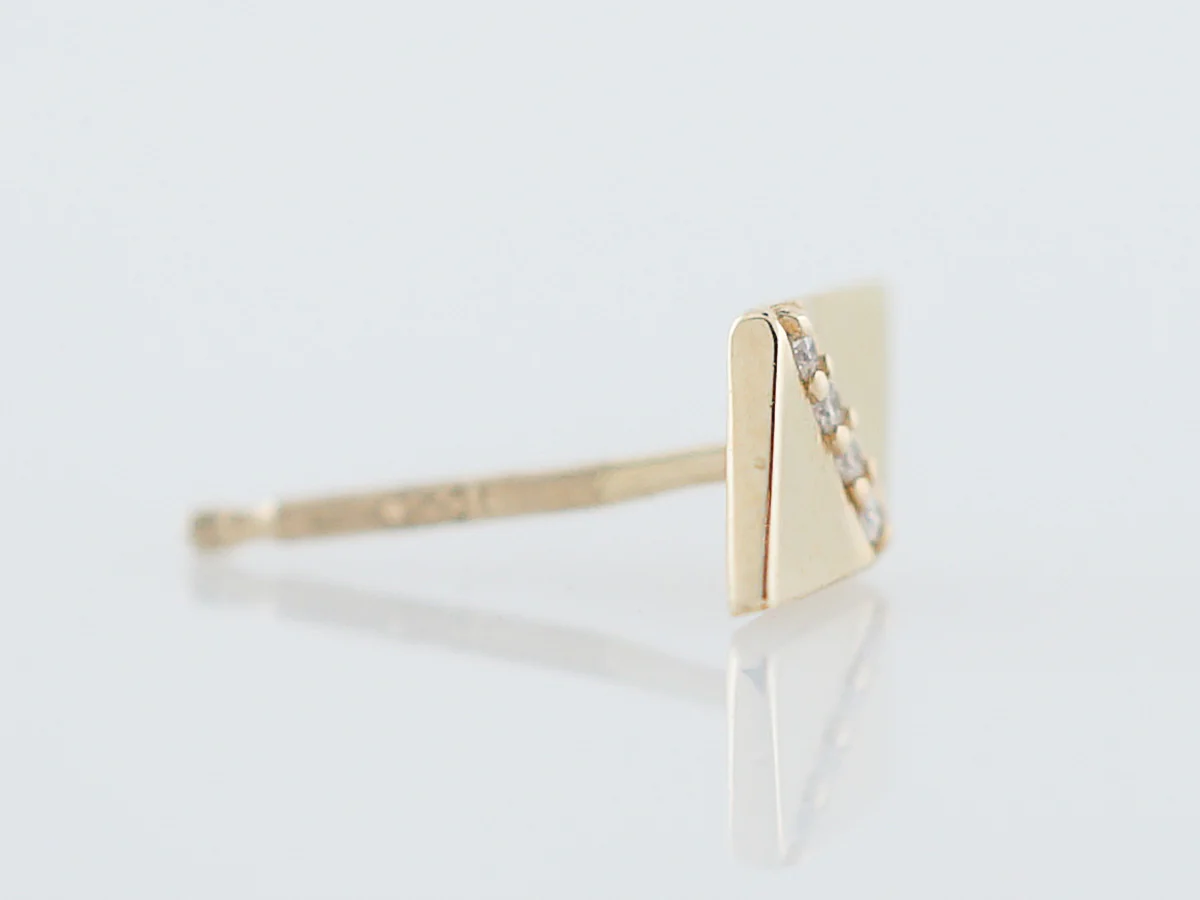 Triangle Earrings Modern .025 Round Brilliant Cut Diamonds in 14k Yellow Gold - Image 4