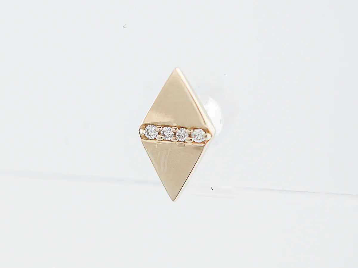 Triangle Earrings Modern .03 Round Brilliant Cut Diamonds in 14k Yellow Gold - Image 2