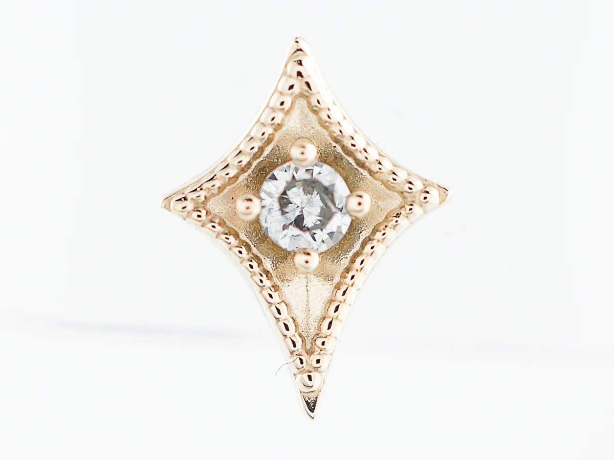 Triangle Earrings Modern .12 Round Brilliant Cut Diamonds in 14k Yellow Gold - Image 5