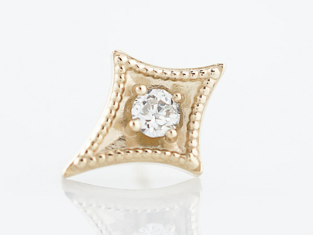 Triangle Earrings Modern .12 Round Brilliant Cut Diamonds in 14k Yellow Gold - Image 7