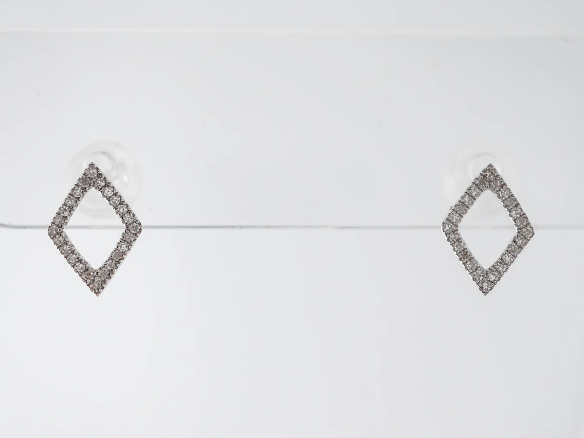 Triangular Diamond Stud Earrings in 18k White Gold