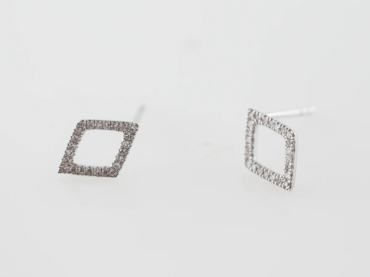 Triangular Diamond Stud Earrings in 18k White Gold - Image 4