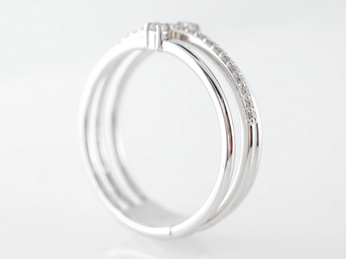 Triple Stacking Ring w/ Diamonds in 14k White Gold - Image 5