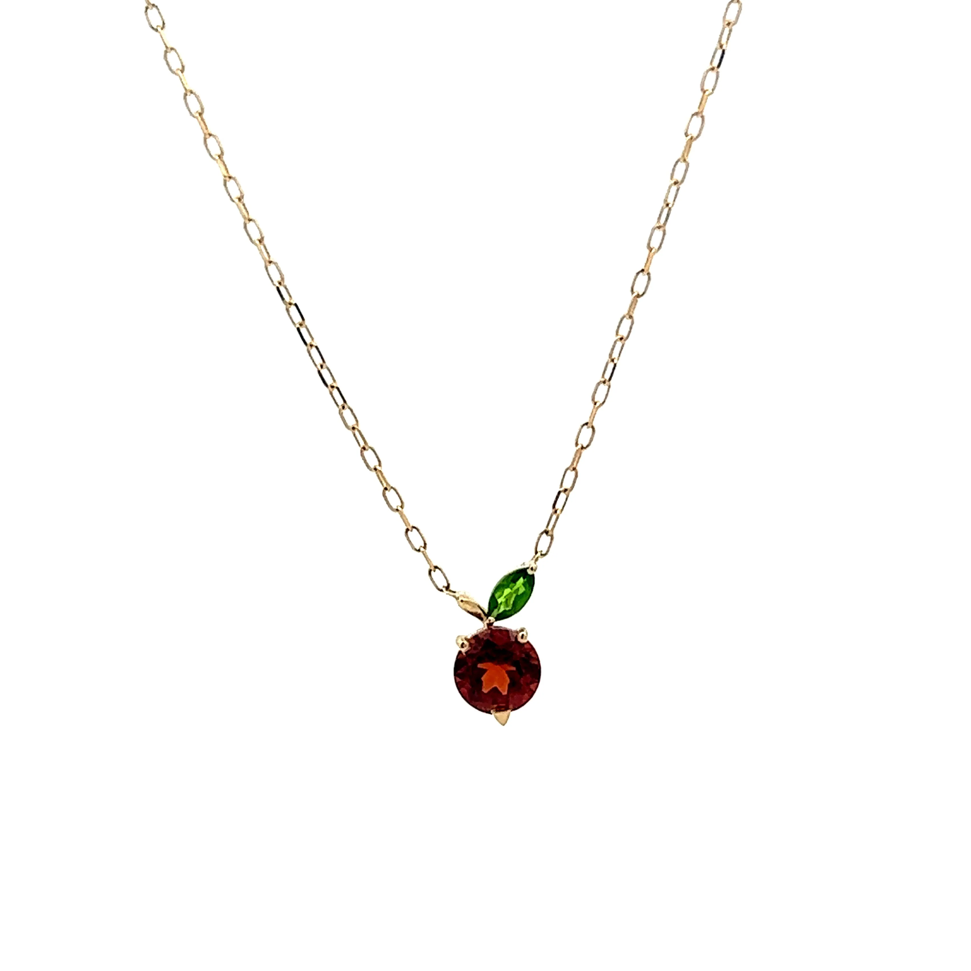 Tsavorite Garnet Pendant Necklace in Yellow Gold