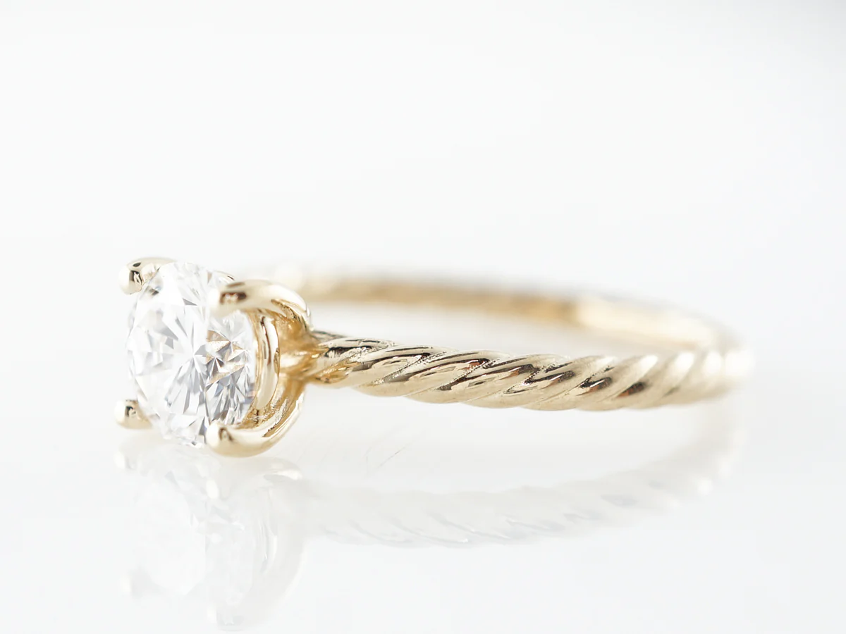 Twisted Band Diamond Engagement Ring in Yellow Gold - Image 2