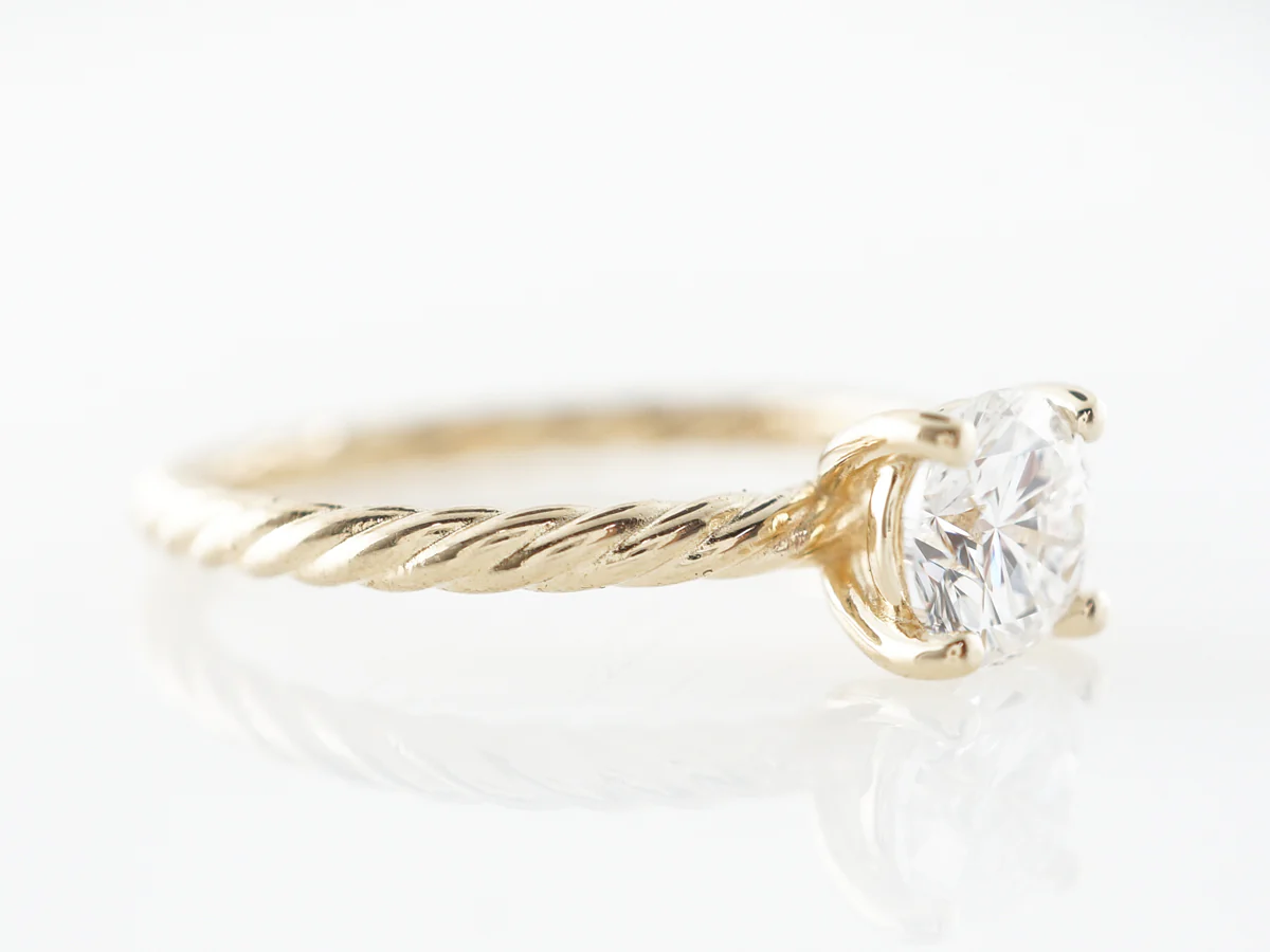 Twisted Band Diamond Engagement Ring in Yellow Gold - Image 3