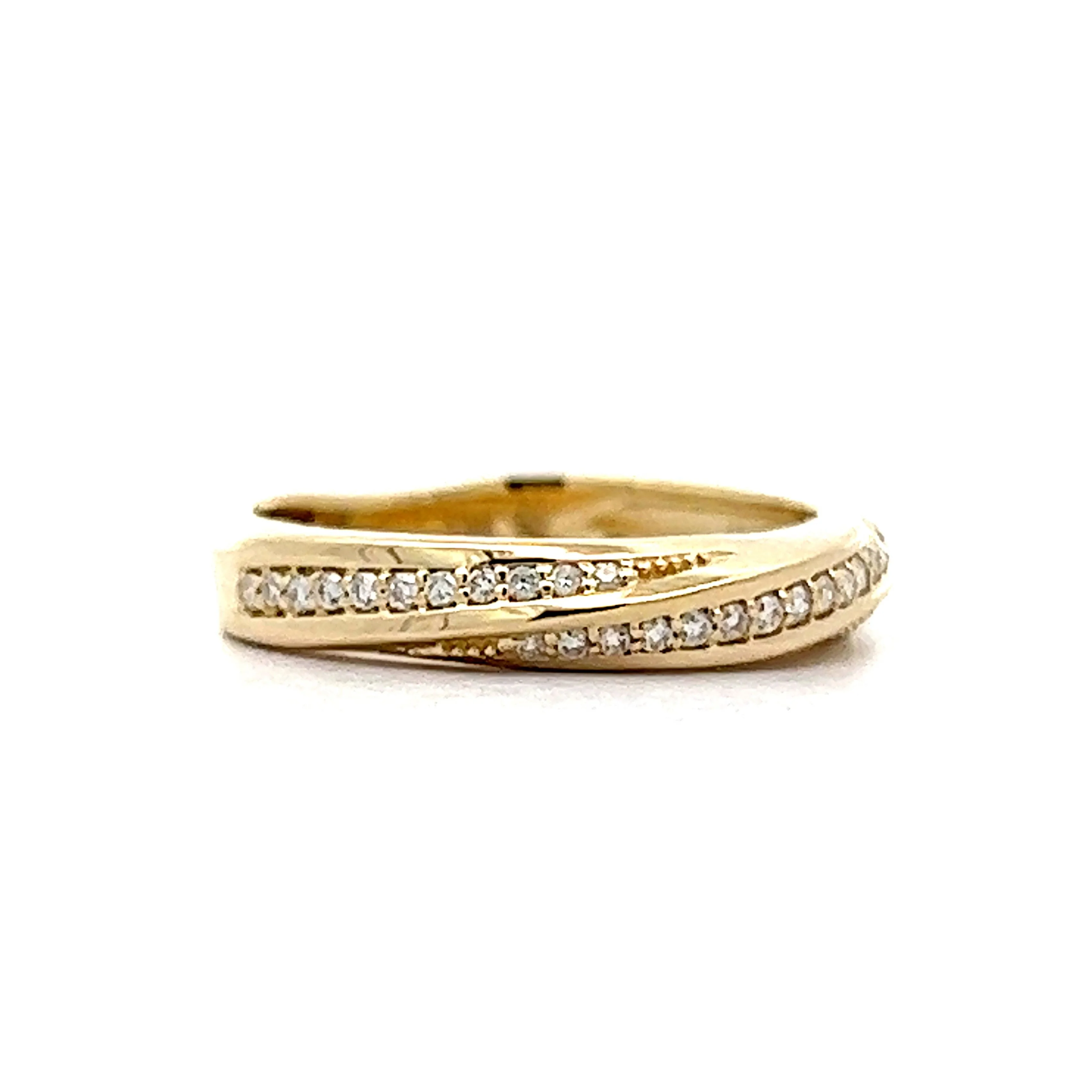 Twisted Channel Diamond Wedding Band in Yellow Gold - Image 3