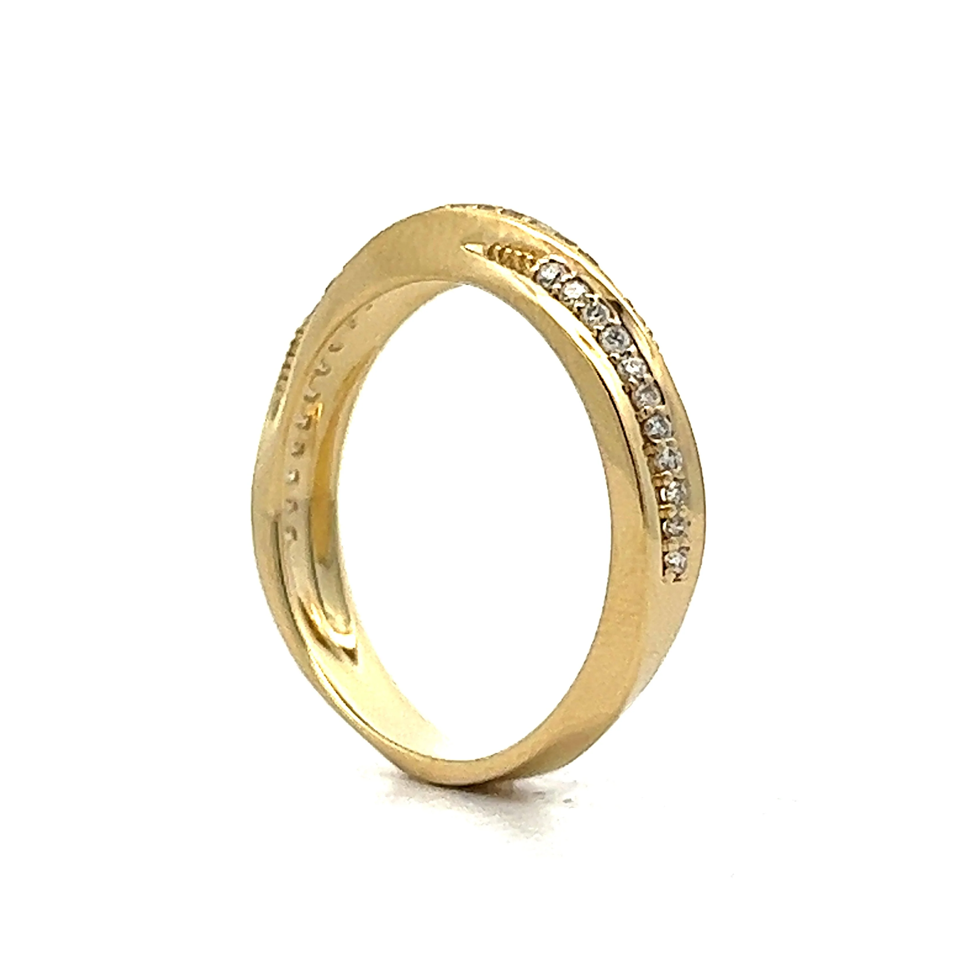 Twisted Channel Diamond Wedding Band in Yellow Gold - Image 5