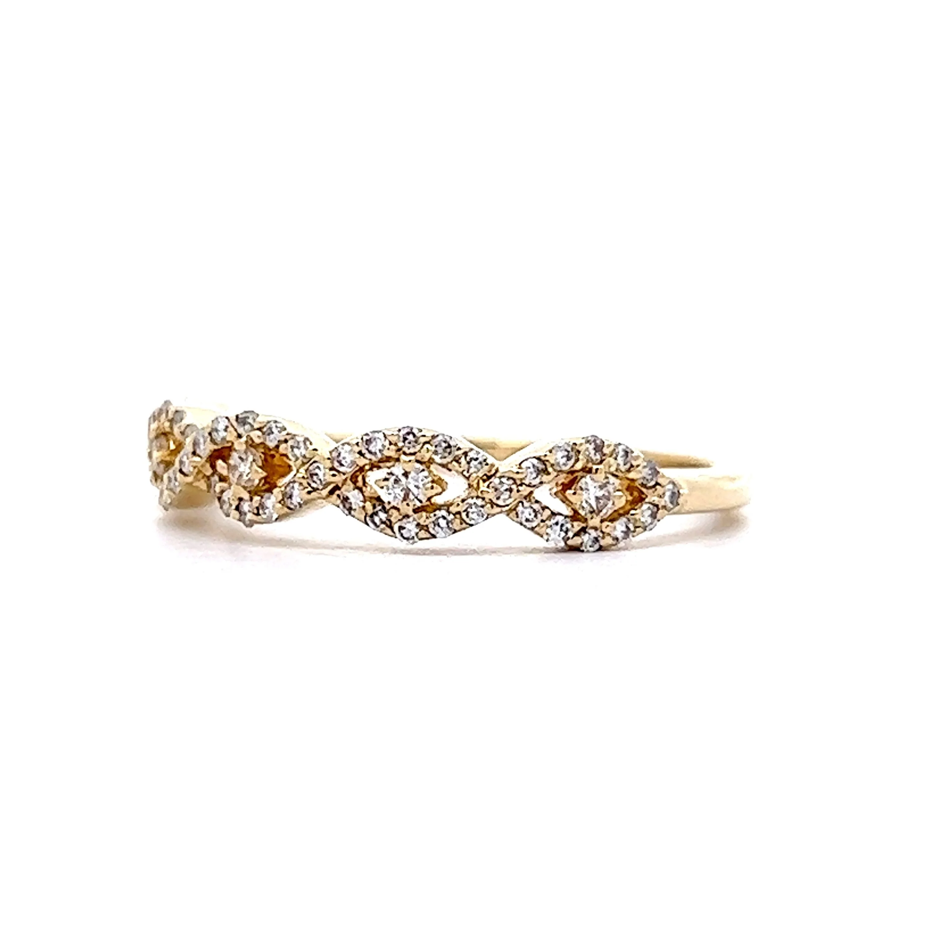 Twisted Diamond Wedding Ring in 14k Yellow Gold - Image 2