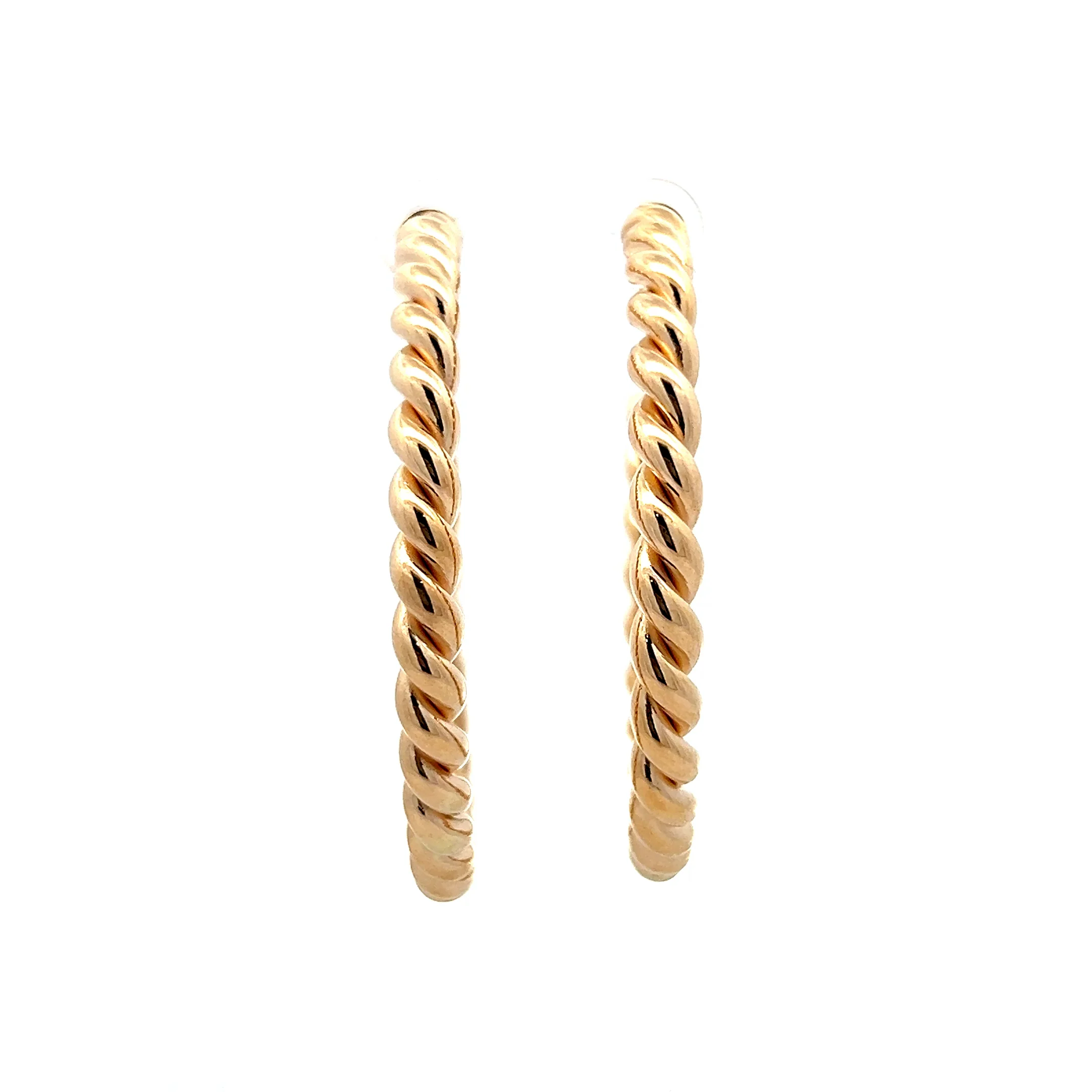Twisted Rope Style Hoop Earrings in 14k Yellow Gold