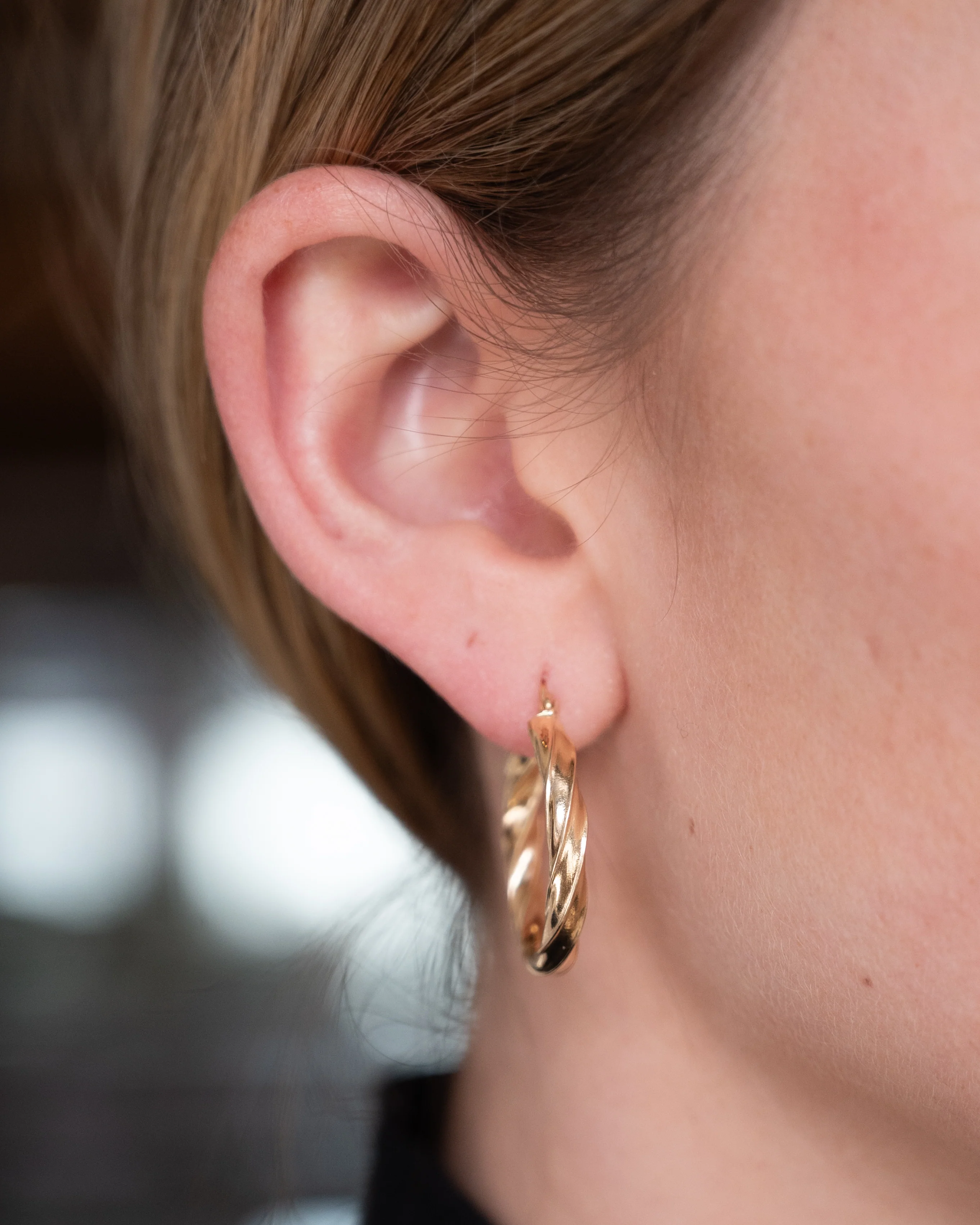 Twisted Spiral Hoop Earrings 14k Yellow Gold - Image 5