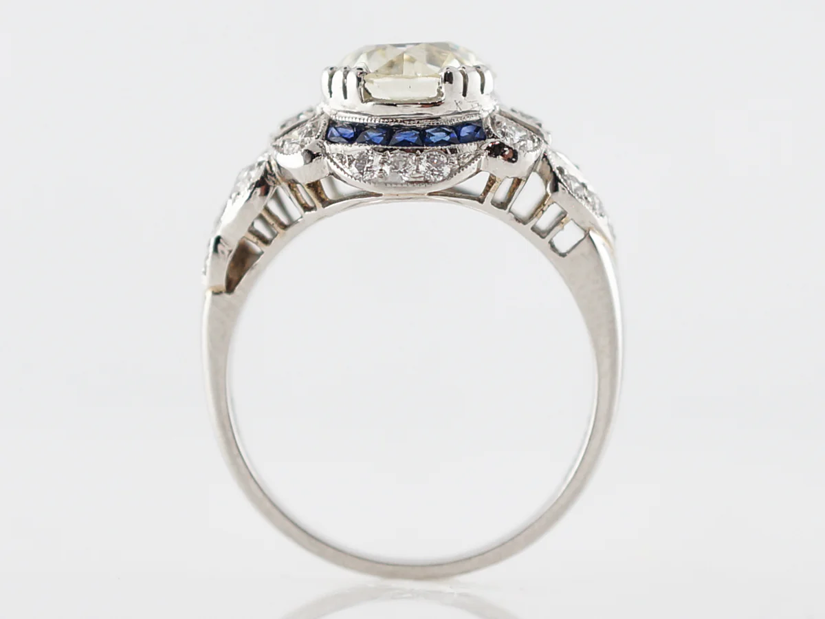 Two Carat Old European Cut Diamond & Sapphire Engagement Ring - Image 4