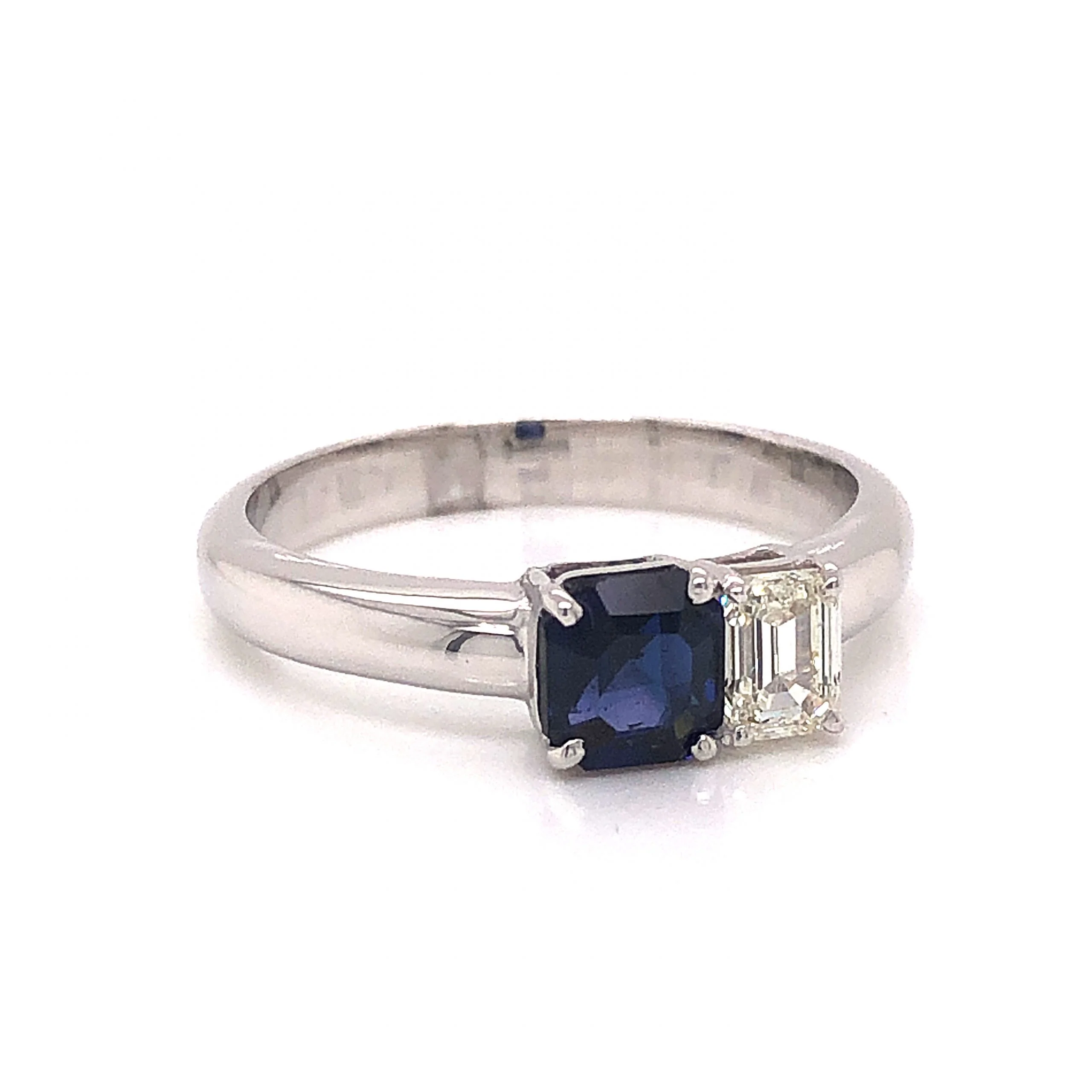 Two Stone Sapphire & Diamond Ring in 18k White Gold - Image 3