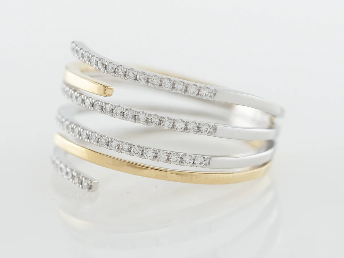 Two-Tone Diamond Stack Ring in 18k Yellow & White Gold - Image 2