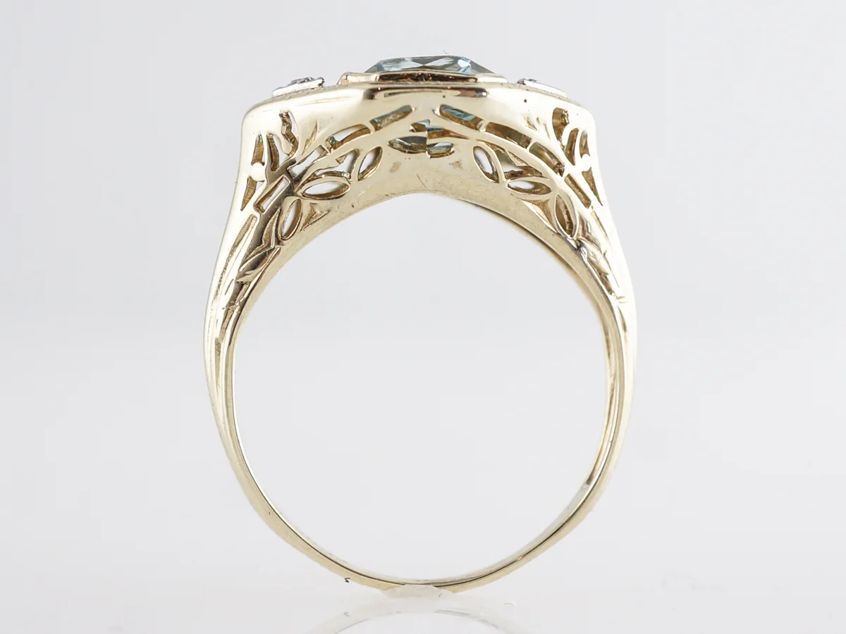 Two-Tone Floating Bezel Aquamarine Ring w/ Diamonds - Image 4