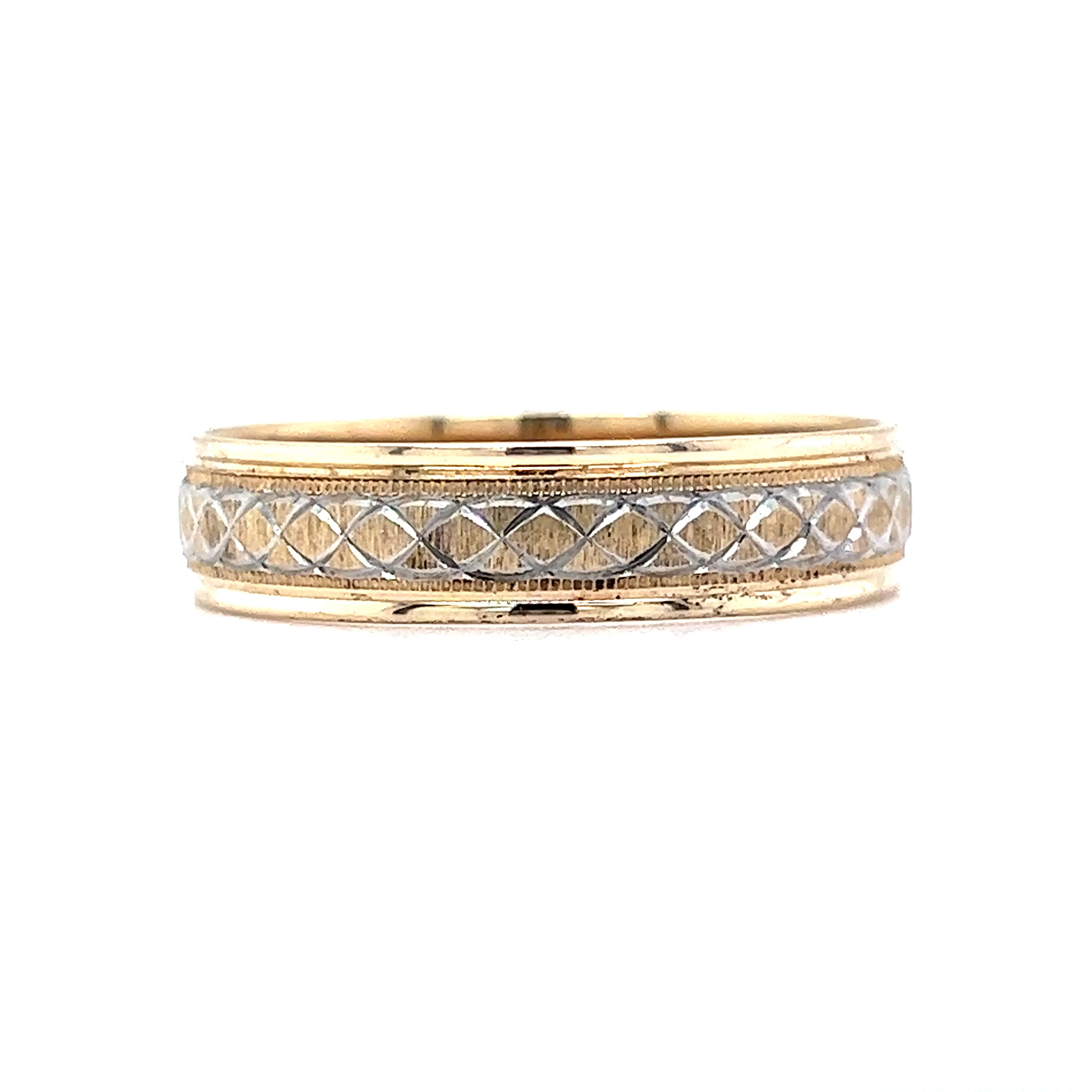 Vintage Mid-Century Men's Wedding Band in 14k Yellow & White Gold - Image 2