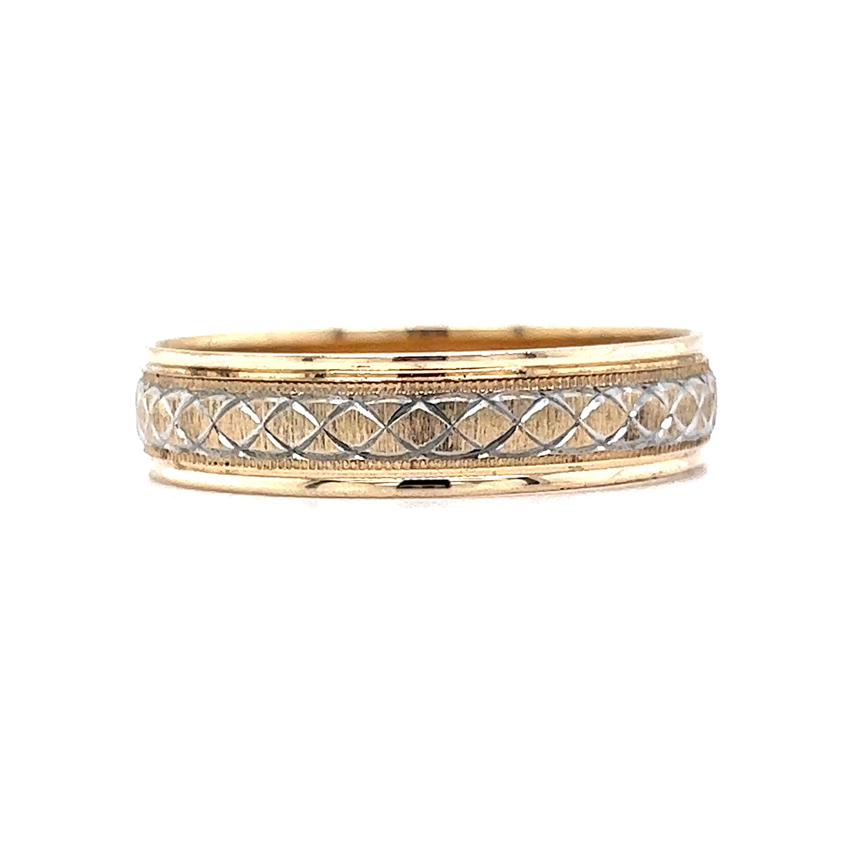 Vintage Mid-Century Men's Wedding Band in 14k Yellow & White Gold - Image 3