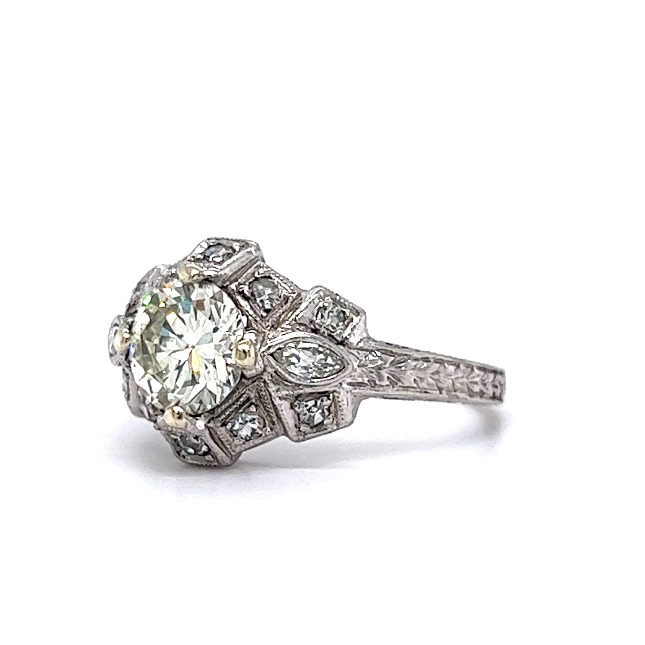Unique Antique Art Deco Diamond Engagement Ring in Platinum - Image 2