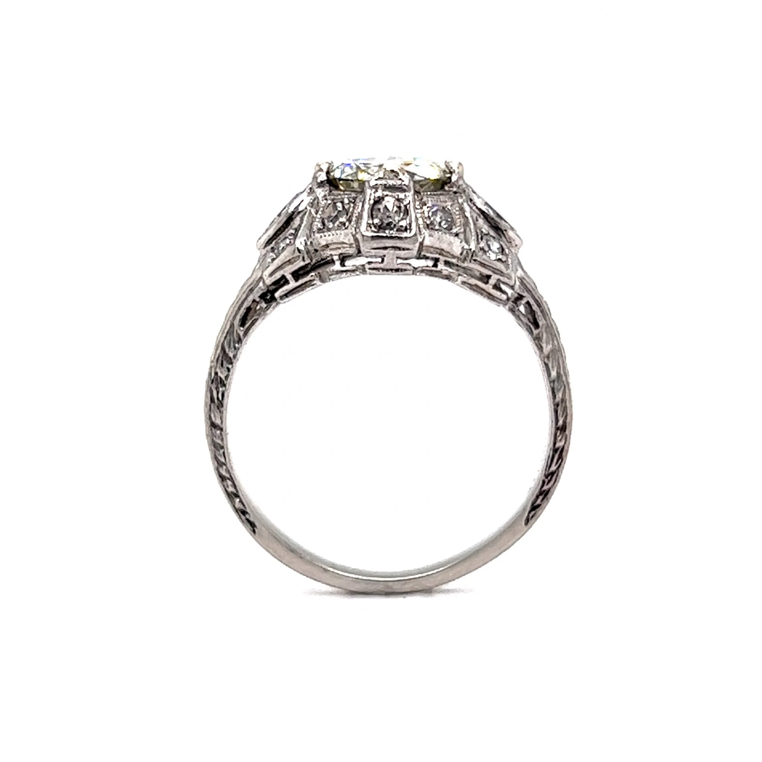 Unique Antique Art Deco Diamond Engagement Ring in Platinum - Image 4