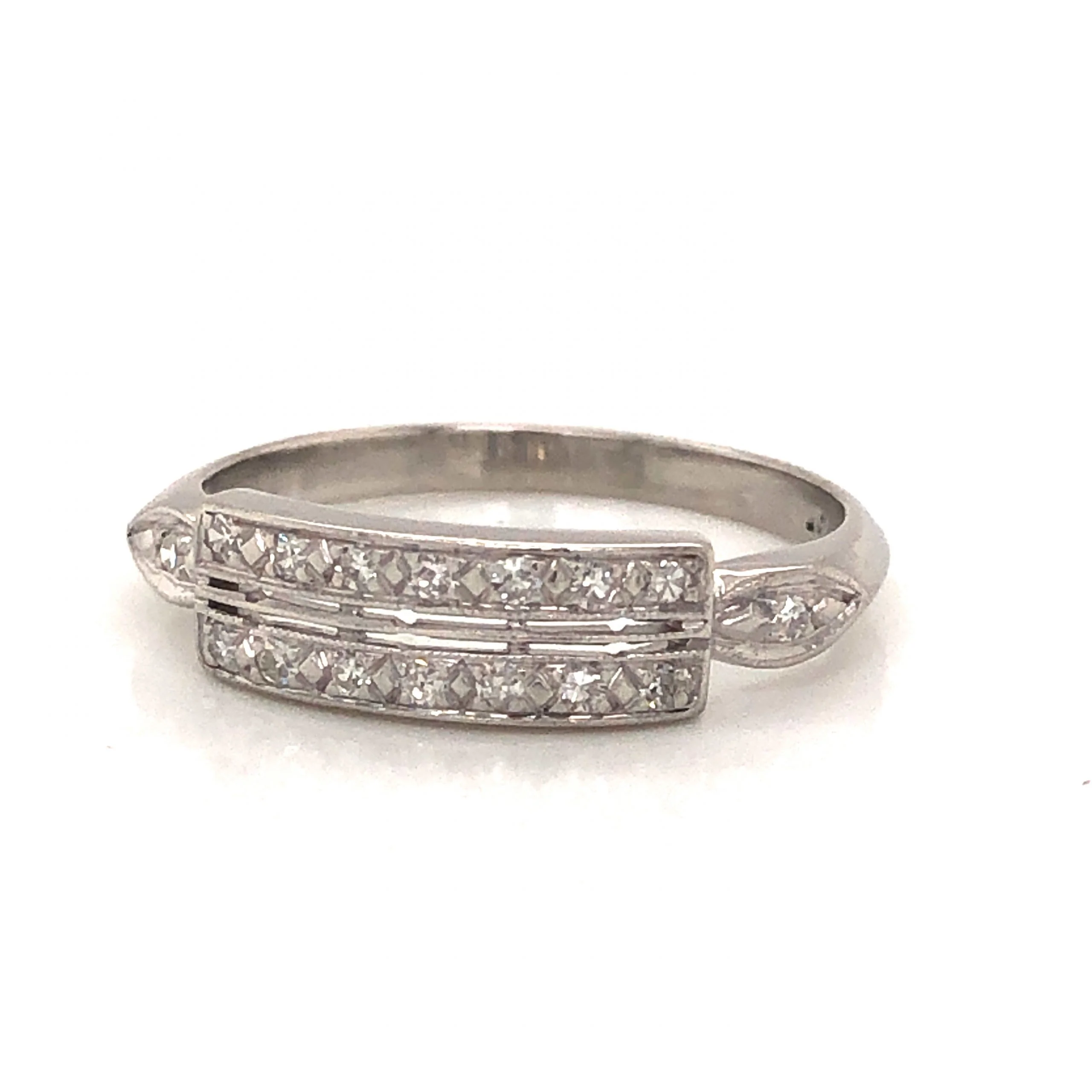 Unique Art Deco Diamond Wedding Band in Platinum - Image 2