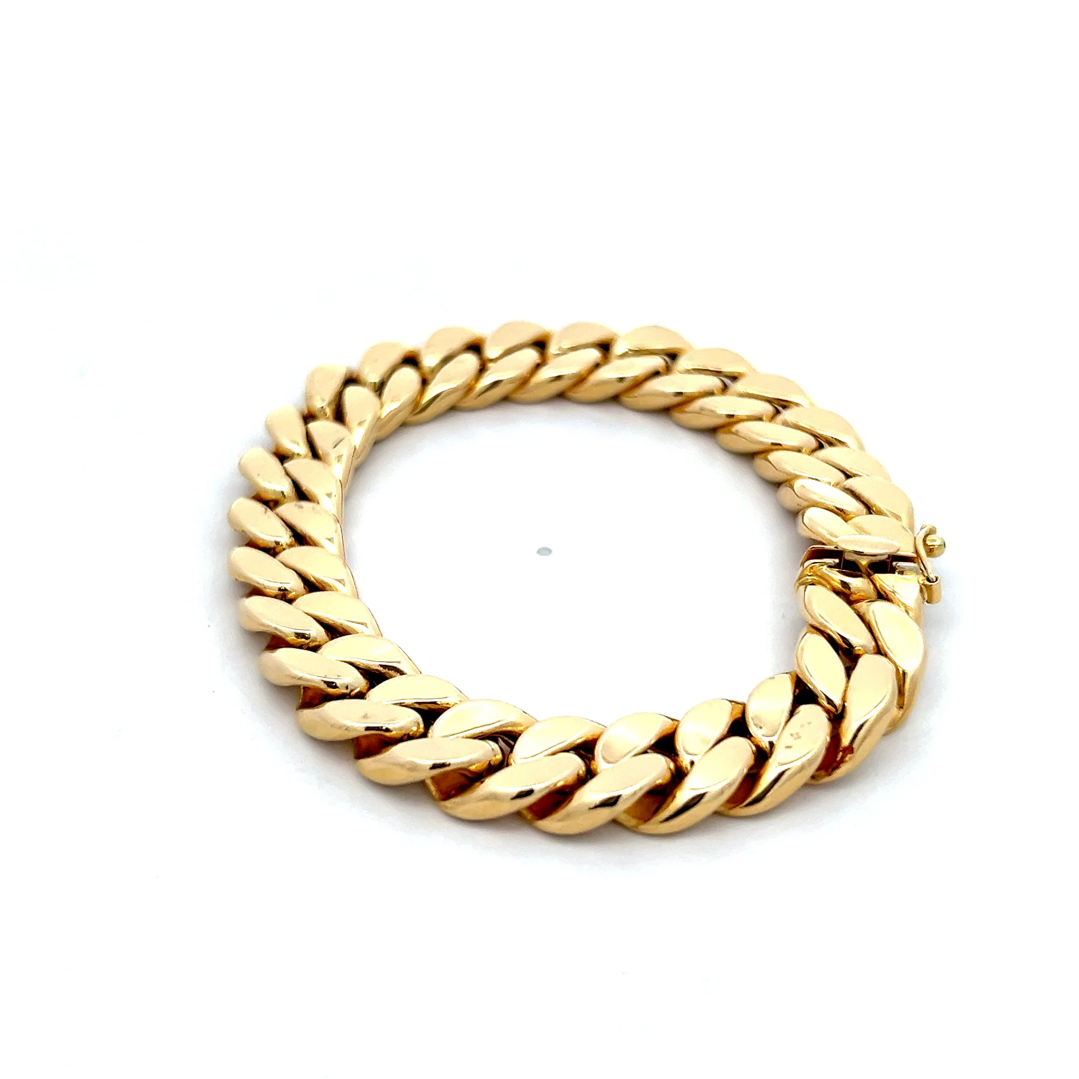 Unisex Flat Curb Link Bracelet in 18k Yellow Gold - Image 2