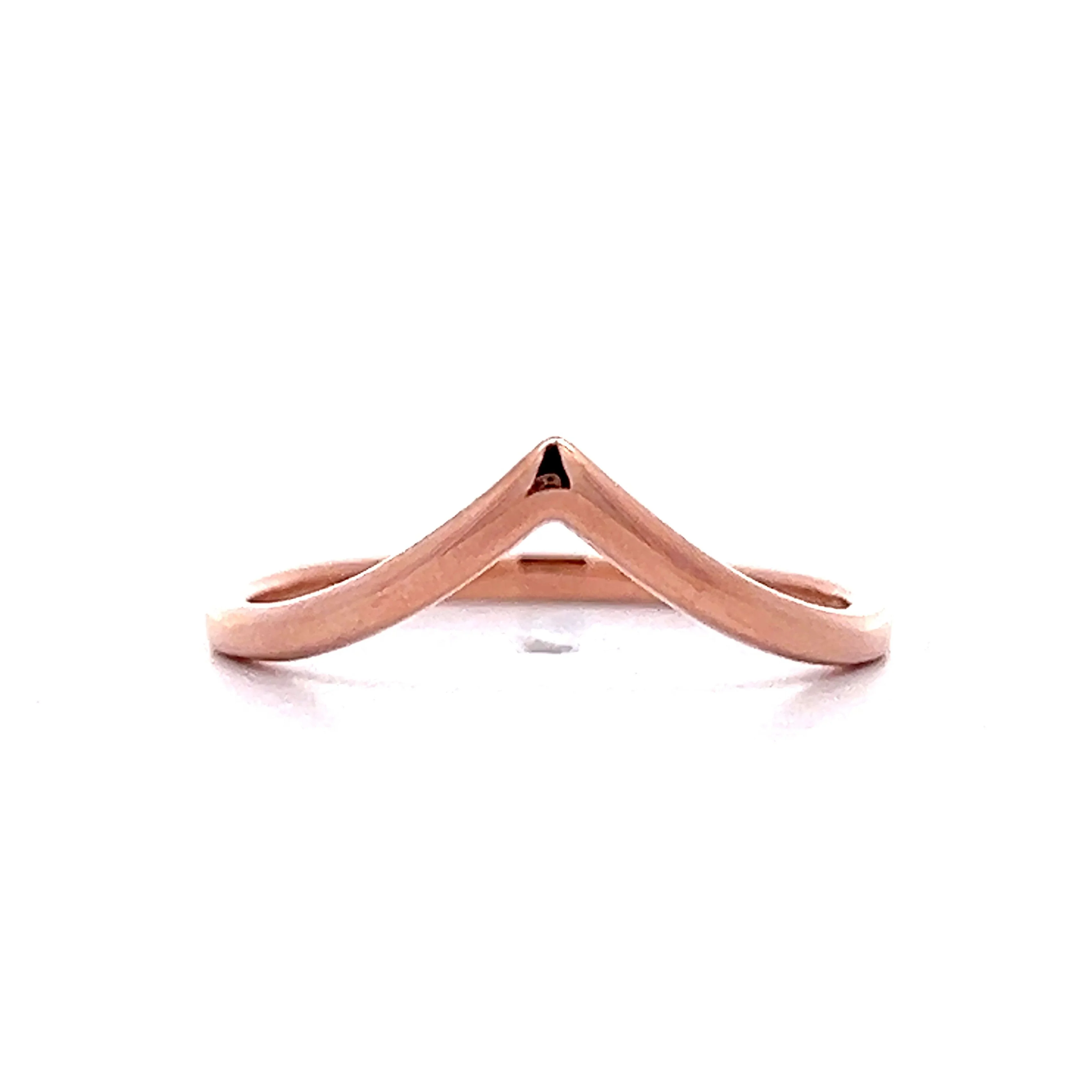 V Shaped Contour Wedding Band in 14k Rose Gold