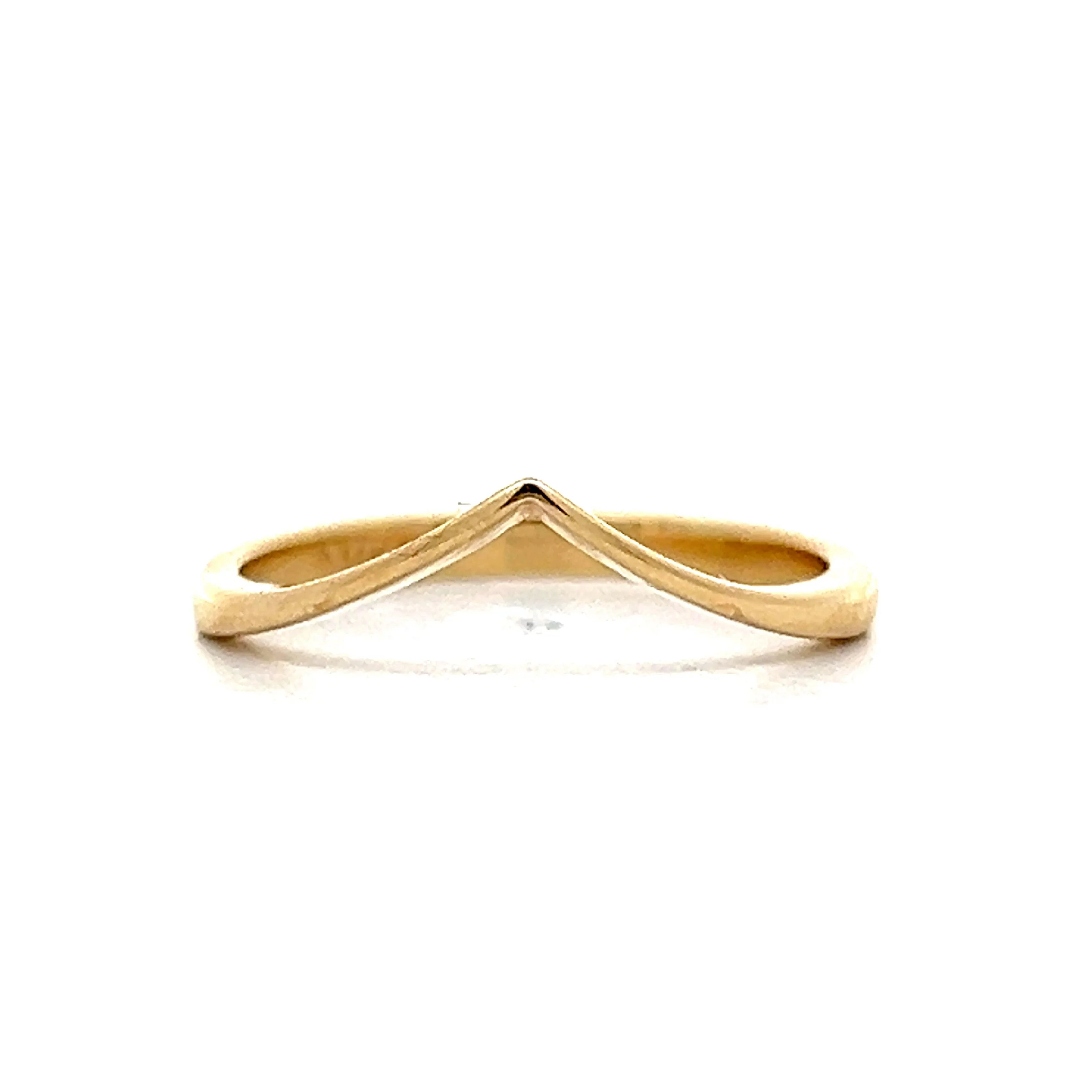 V Shaped Contour Wedding Band in 14k Yellow Gold