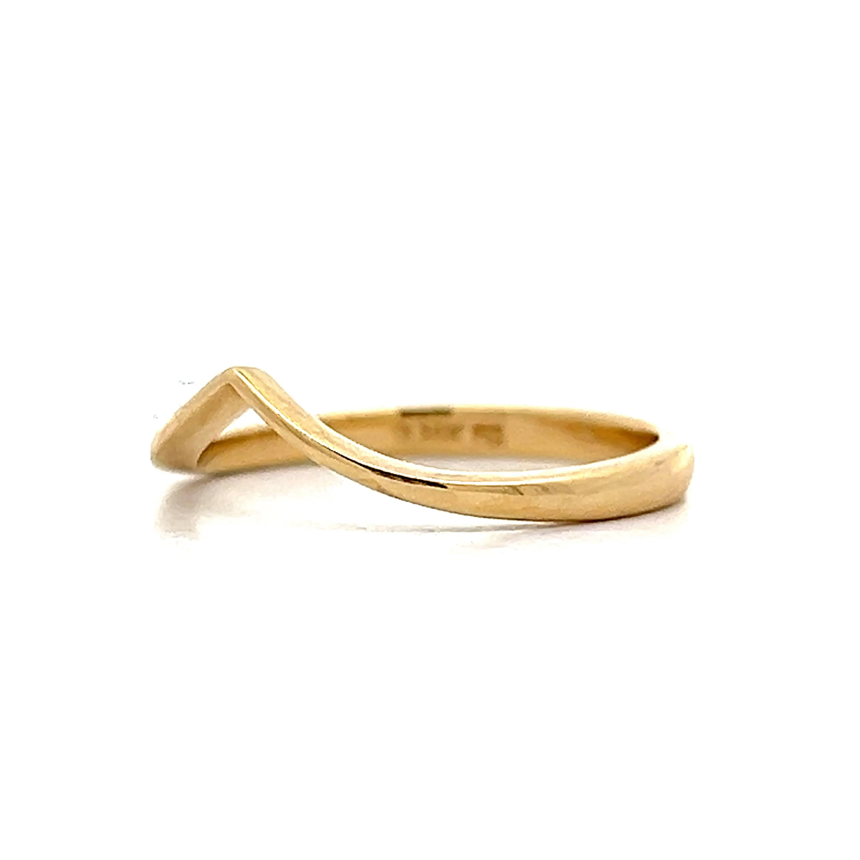 V Shaped Contour Wedding Band in 14k Yellow Gold - Image 2