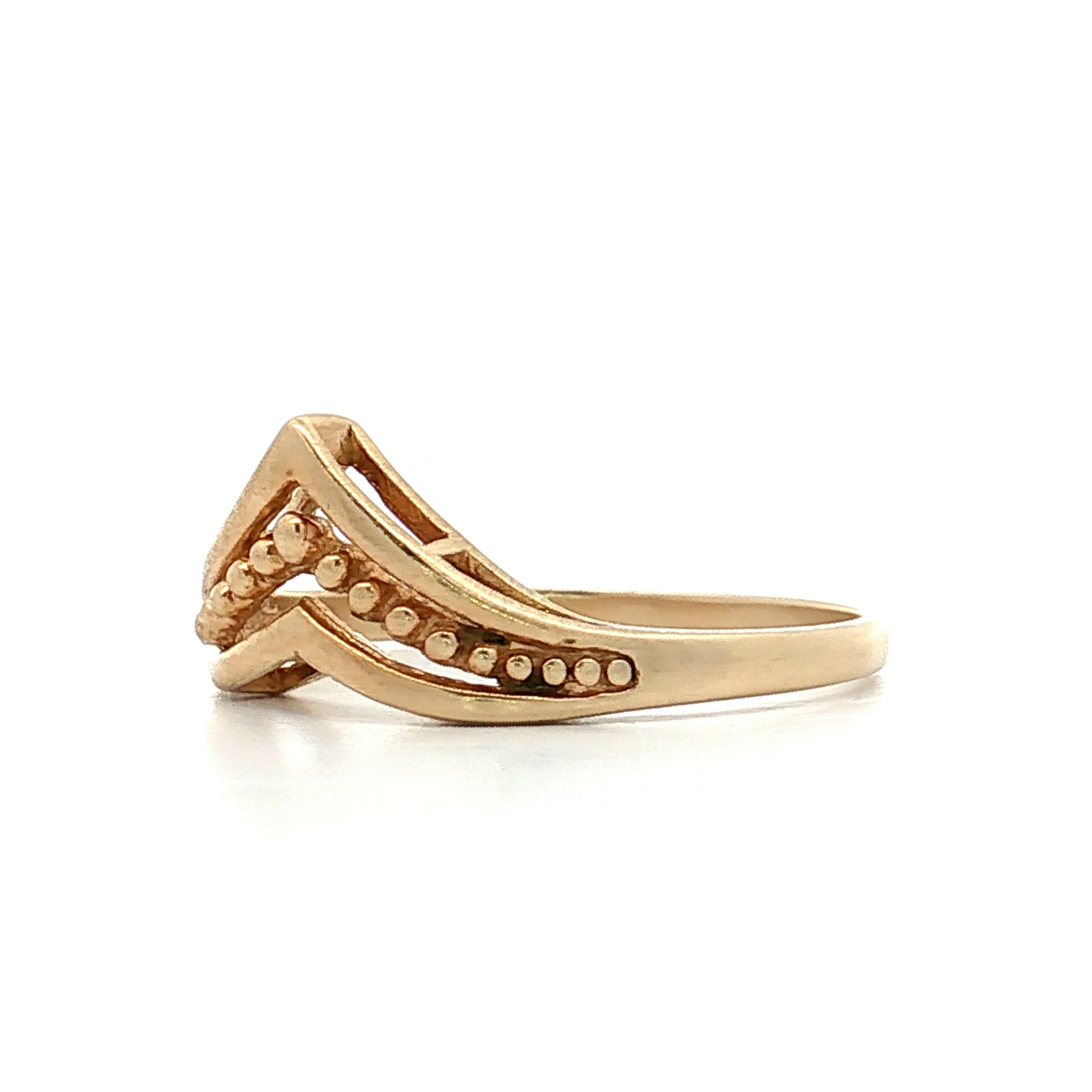 V Shaped Contoured Wedding Band 10k Yellow Gold - Image 2