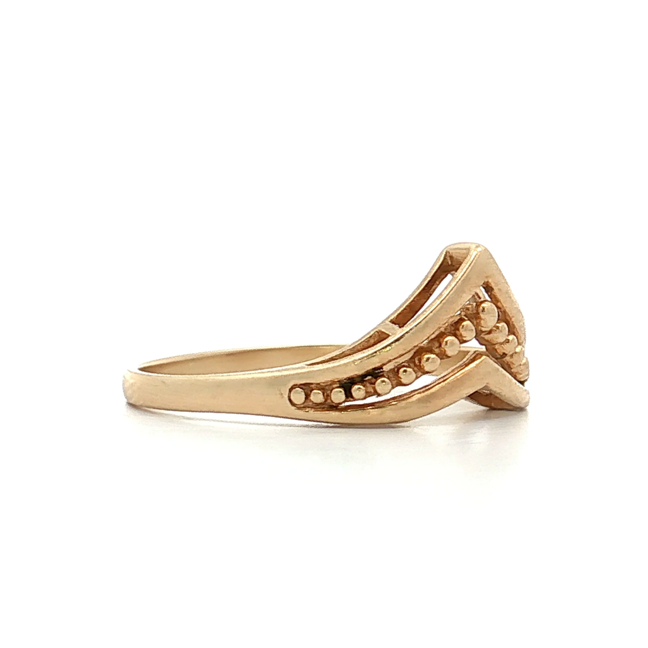 V Shaped Contoured Wedding Band 10k Yellow Gold - Image 3