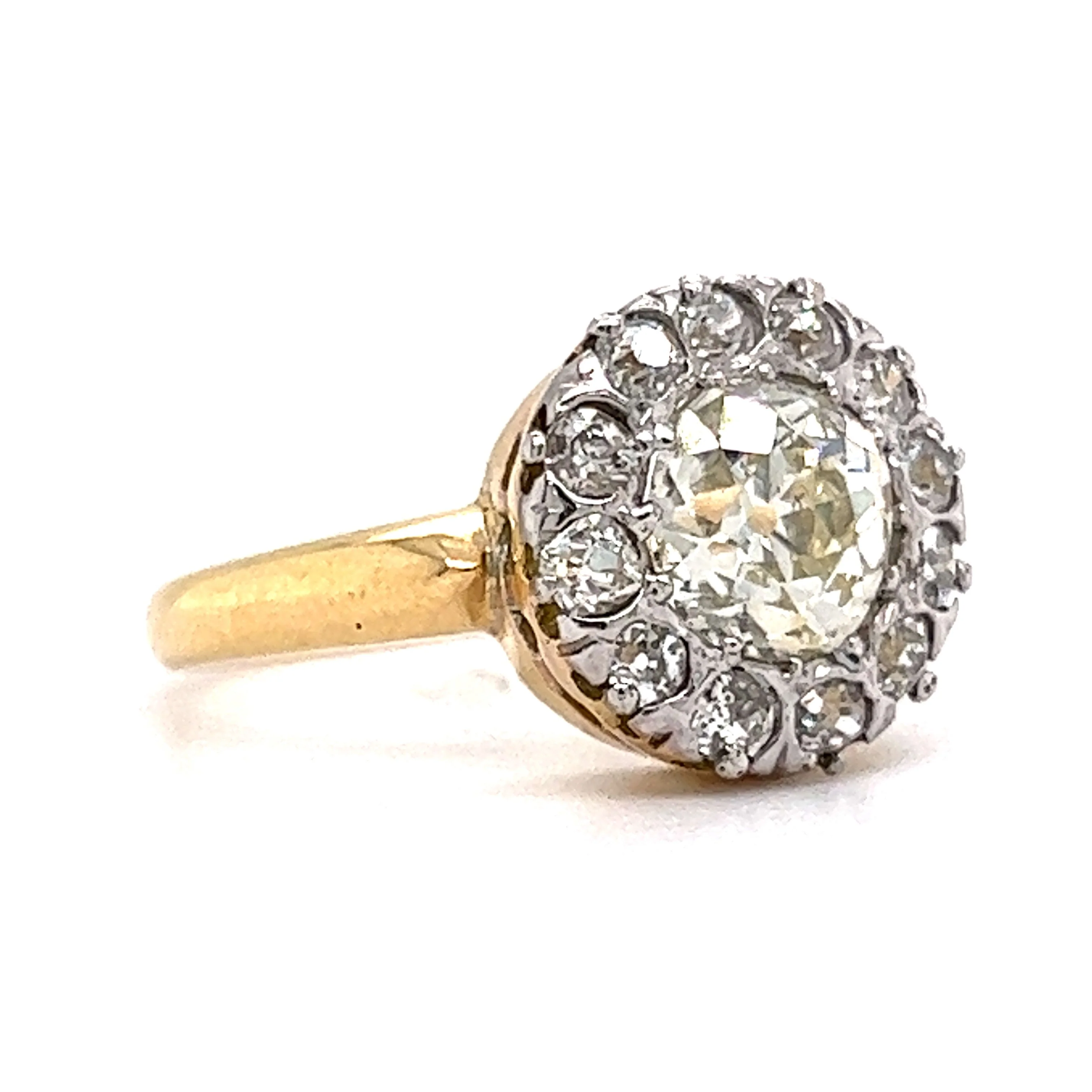 Victorian 1.39 Diamond Cluster Engagement Ring in 18k Gold - Image 3