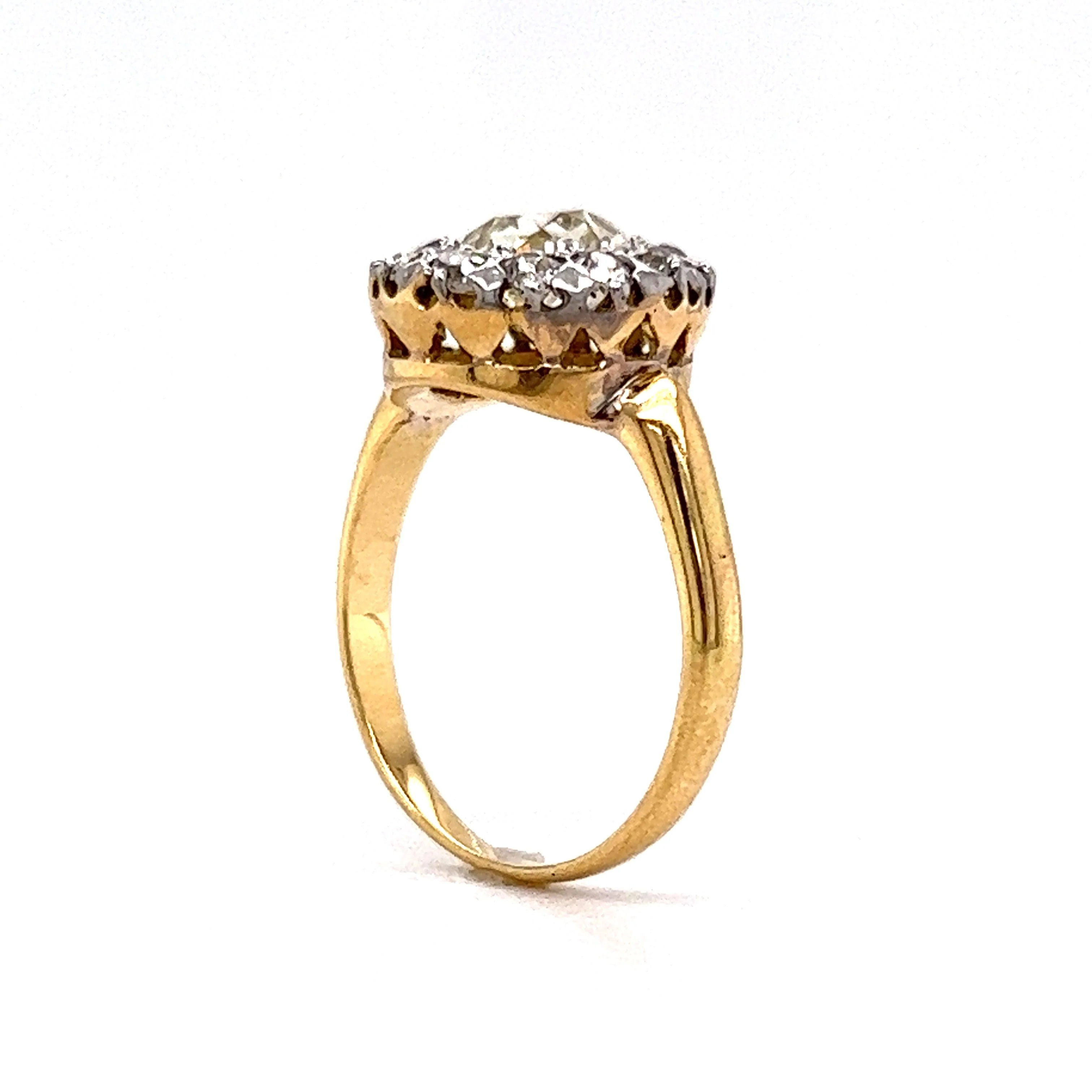 Victorian 1.39 Diamond Cluster Engagement Ring in 18k Gold - Image 5