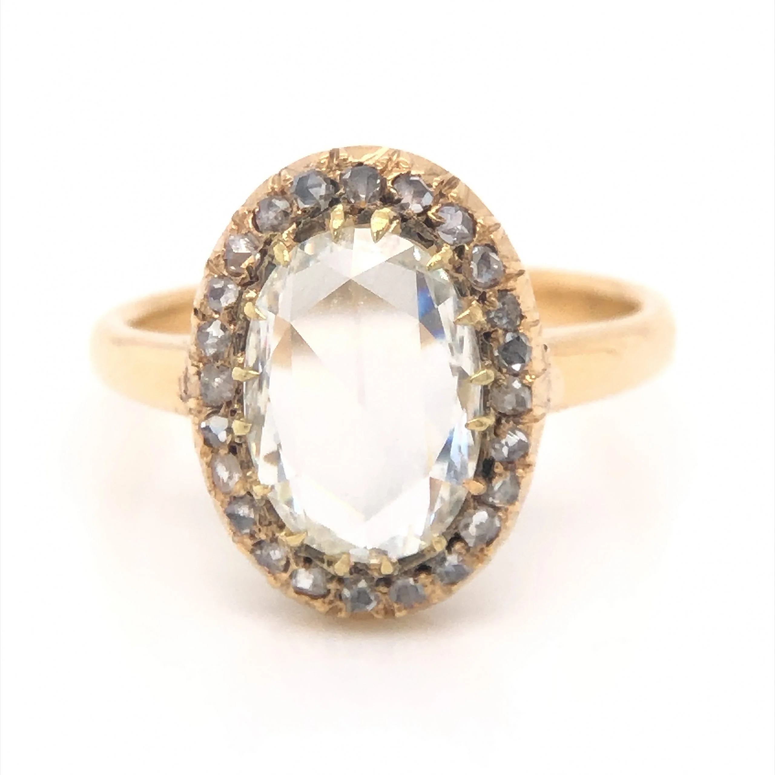 Victorian 1.52 Rose Cut Diamond Engagement Ring in 15k Yellow Gold